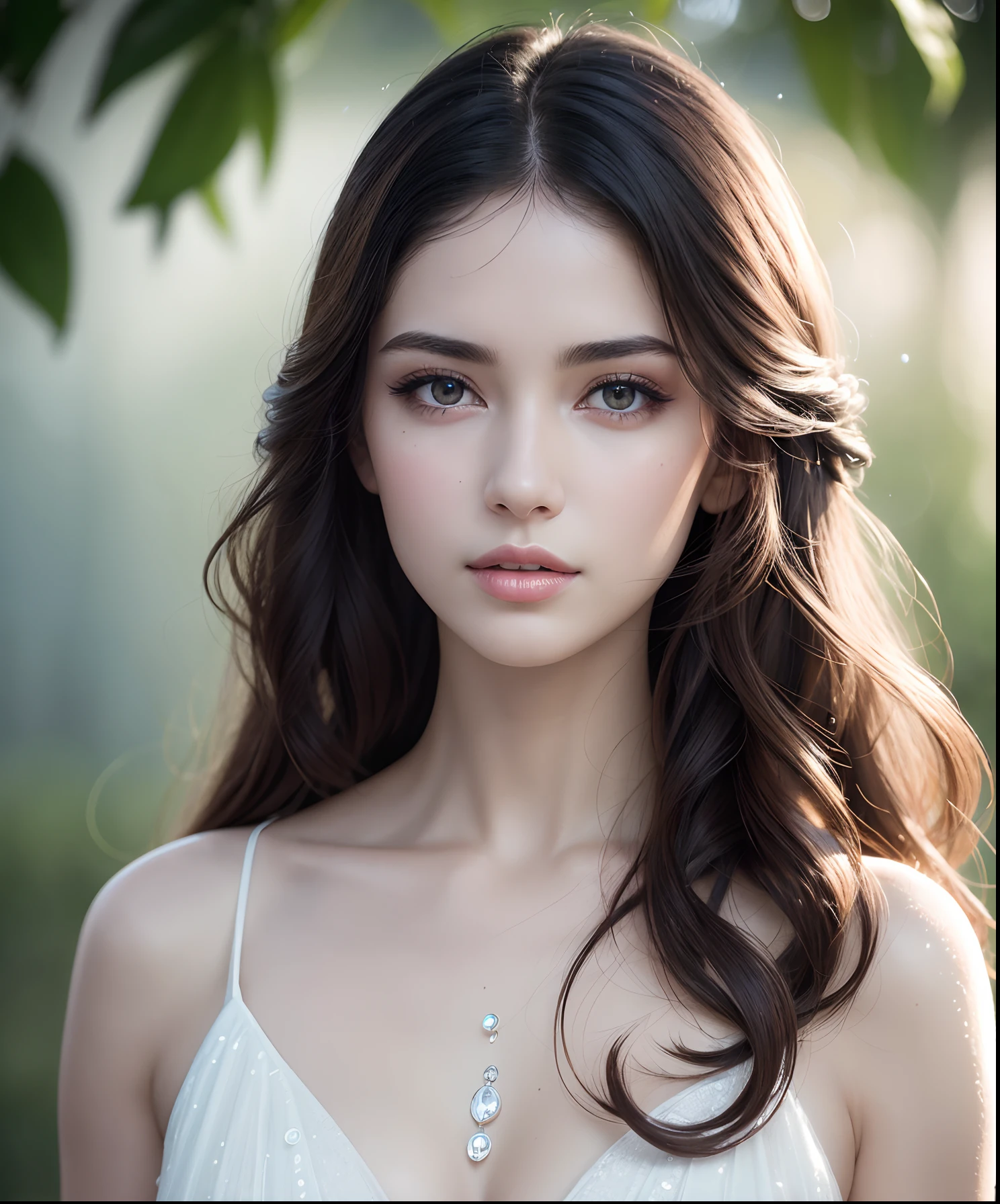 (best quality,4k,8k,highres,masterpiece:1.2),ultra-detailed,(realistic,photorealistic,photo-realistic:1.37),fashion photography,portrait,raindrops dripping from the body,Italian girl,beautiful detailed eyes,beautiful detailed lips,long eyelashes,wavy brunette hair,stylish makeup,gorgeous model,posing with confidence,sensuous expression,water droplets glistening on the skin,modern photography techniques,striking contrast between light and shadow,soft and natural lighting,pale skin tone,subtle blush,pop of color on the lips,dramatic background with vivid colors,artistic composition,ethereal atmosphere,whisper of wind blowing through her hair,graceful and elegant posture,bokeh effects,stylish and trendy outfit,exquisite accessories,bold and creative fashion choices,attention to detail in styling and fashion design.