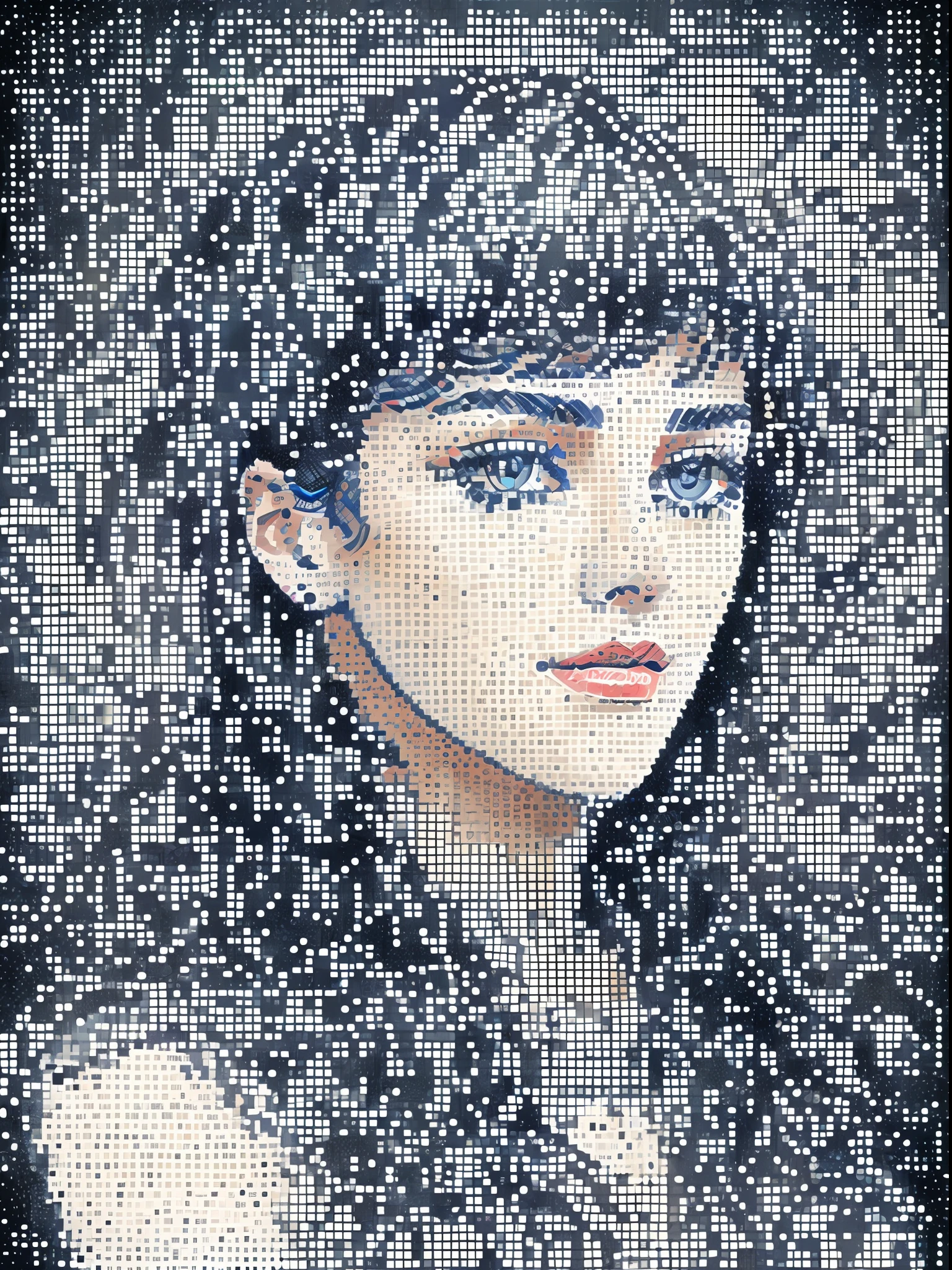 Portrait in the style of CYBER STIPPLE IMPRESSIONISM