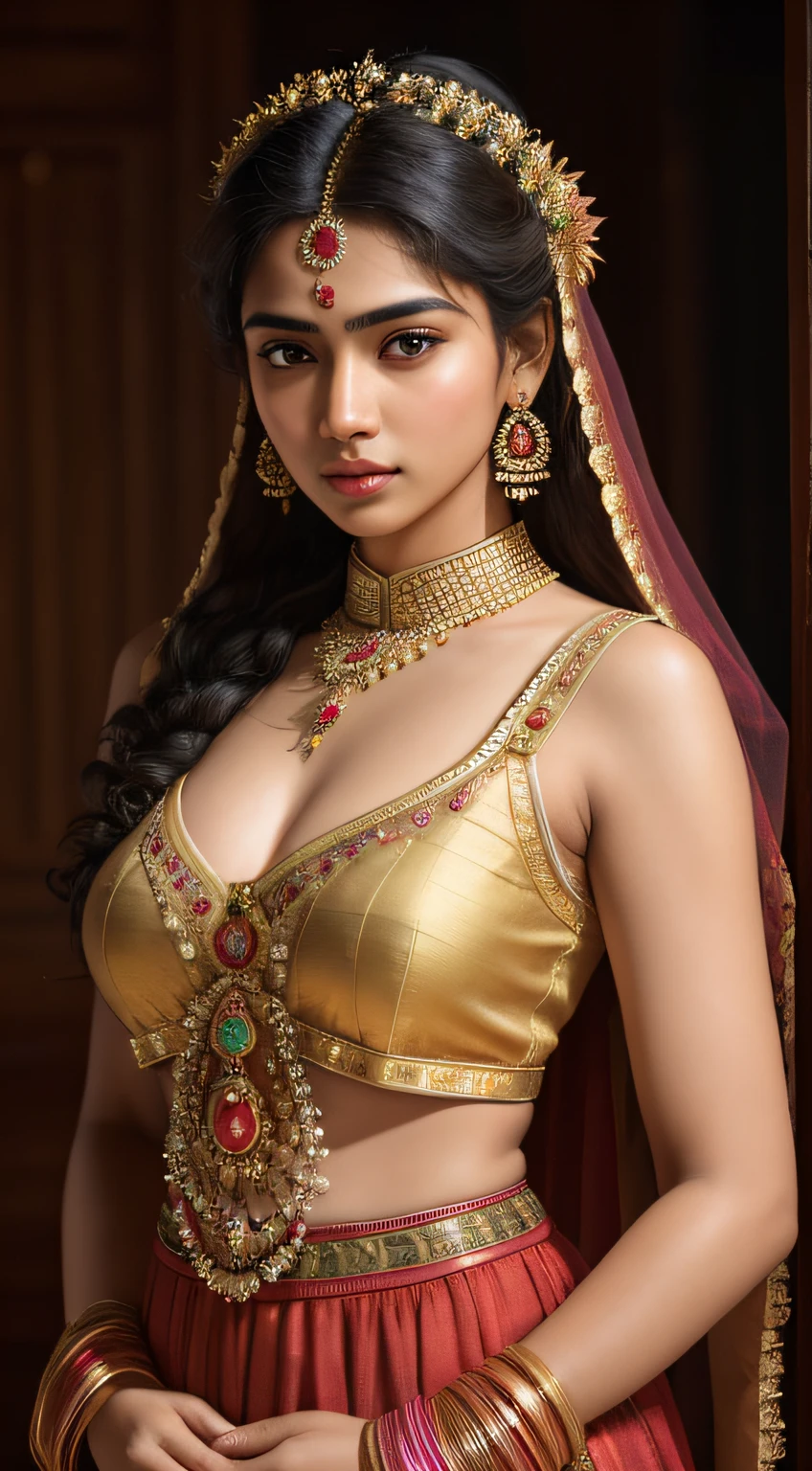 young Indian girl, 18-year-old, old looking top, 100 AD style dress, gentle lighting, intricate facial details, flawless complexion,full body picture, top-notch 3D rendering, hyper-realistic, photorealistic digital art trending on Artstation 8k HD high definition detailed realistic, detailed, skin texture, hyper detailed, realistic skin texture, armature, best quality, ultra high res, (photorealistic:1.4),, high resolution, detailed, raw photo, 400 camera f1.6 lens rich colors hyper realistic lifelike texture dramatic lighting