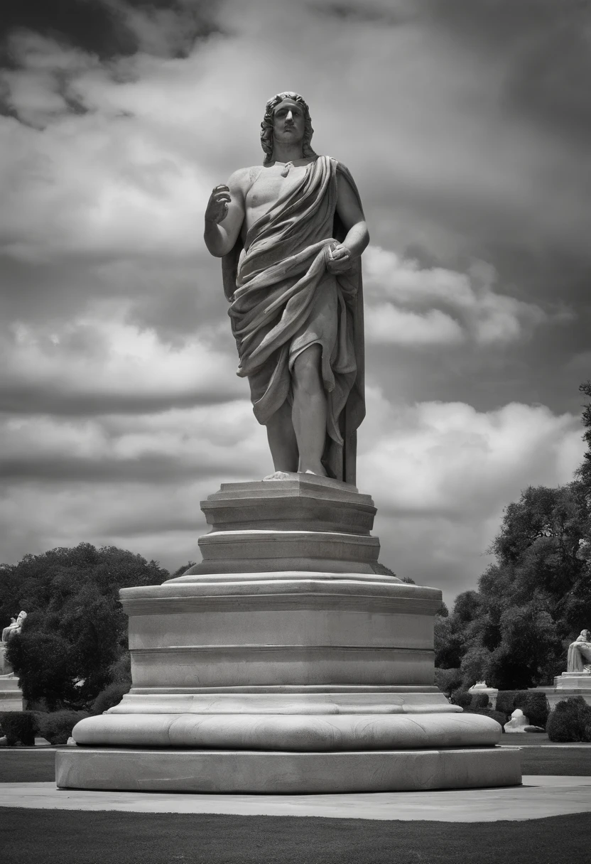 statue,sculpture,bronze material,detailed craftsmanship,ancient,large size,monument,imposing,proud pose,classic beauty,timeless,grandeur,marble pedestal,artistic masterpiece,meticulously carved details,historical significance,stately presence,weathered texture,impressive scale,serene expression,classical elegance,well-preserved,iconic symbol,symbolic meaning,historical figure,ageless beauty,awe-inspiring,solid and strong,immortalized in stone,permanence,enduring legacy,breathtakingly lifelike,iconic landmark,venerable,awe-inducing,lasting tribute to history,admiration and wonder,monumental achievement,eternity standing still,historically significant,historic preservation,remarkable craftsmanship,awe-inspiring presence