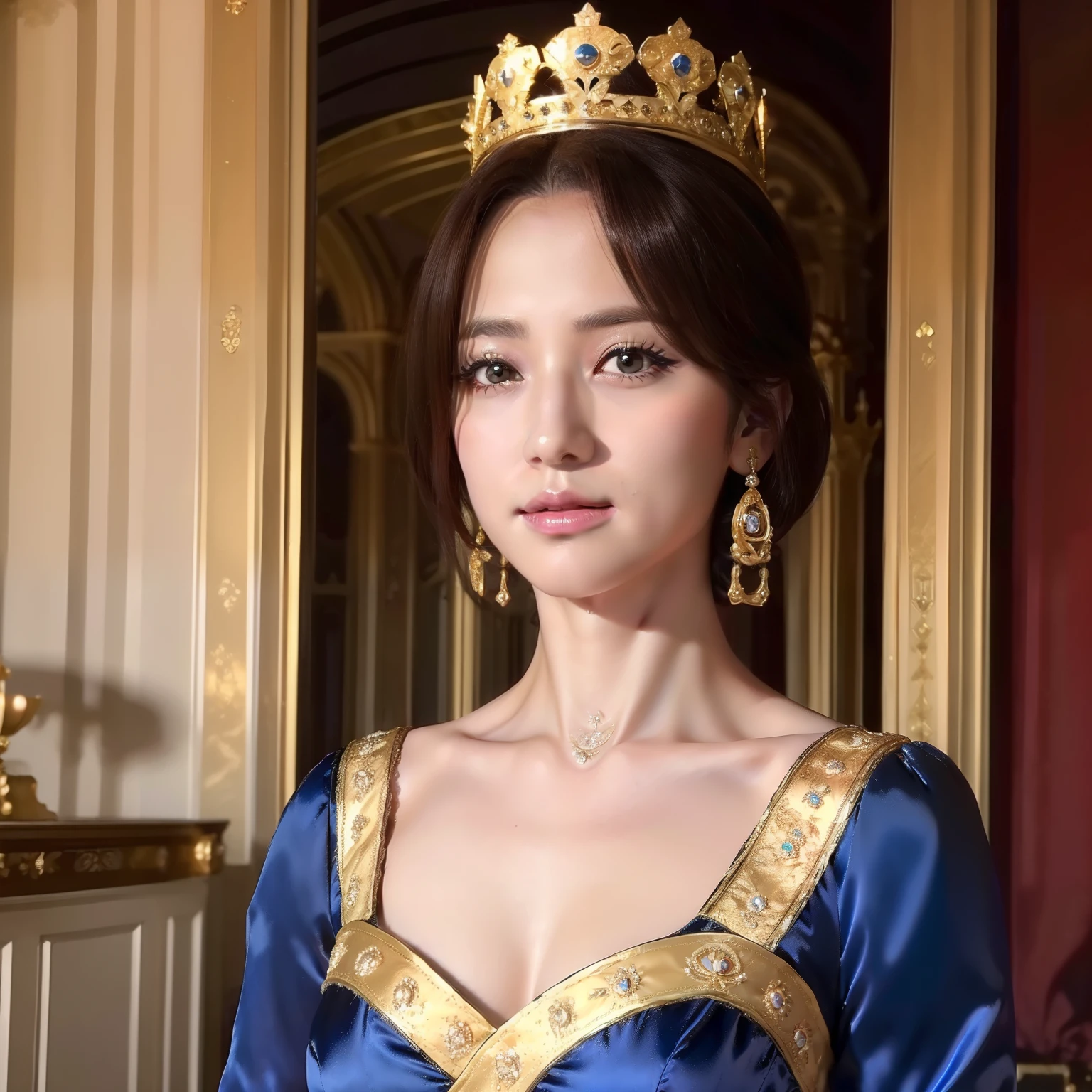 (Royal costume:1.5)、((a beauty girl:1.2))、short-cut、A slight smil、((top-quality、8K、masterpiece:1.3))、