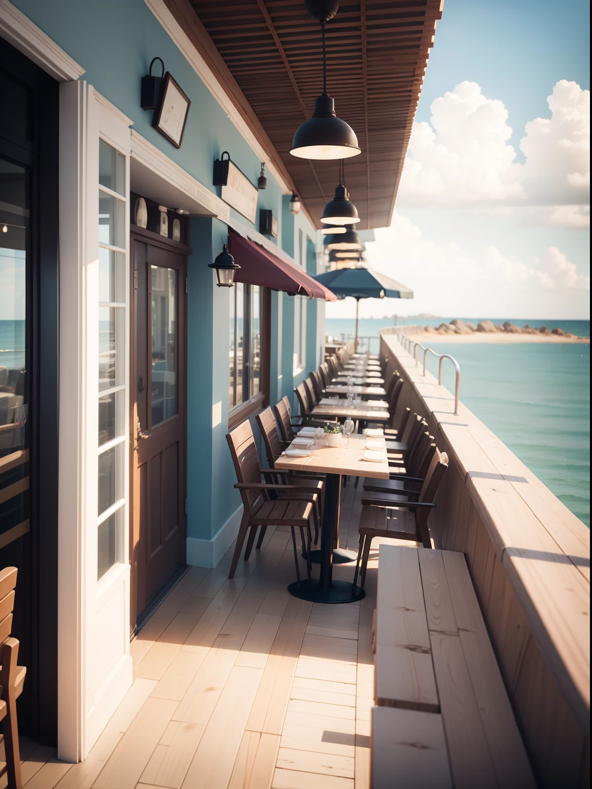 Stylish café by the sea