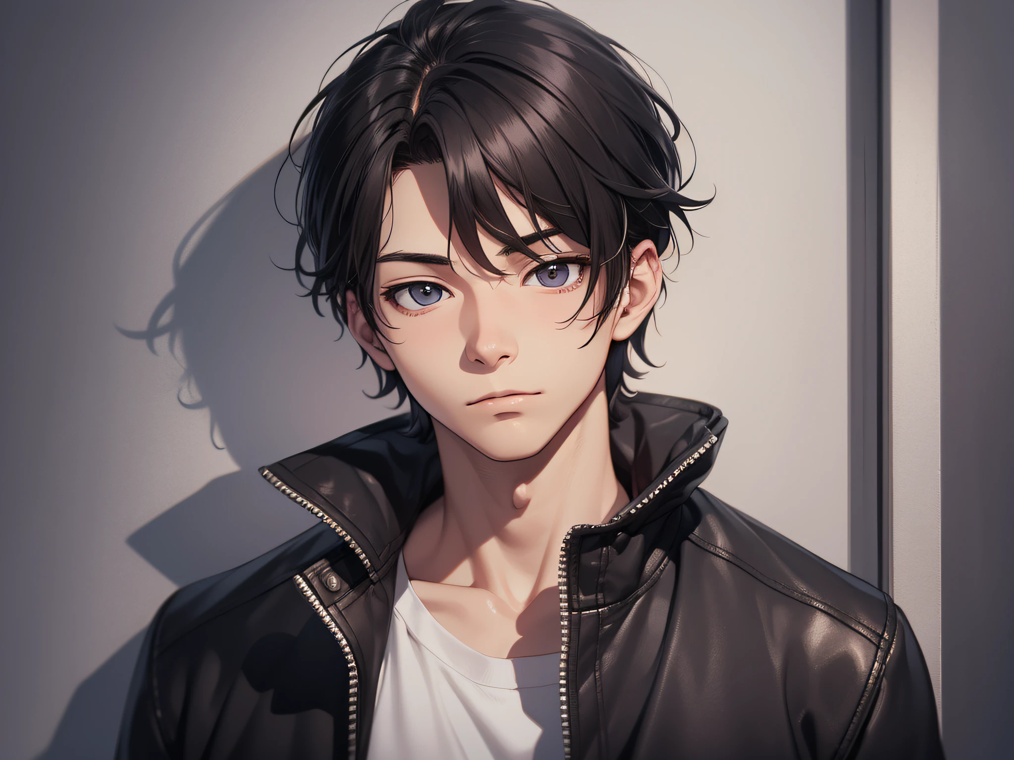 masutepiece, High quality, Best Quality, hard disk, Realistic, Perfect Lighting, Detailed face, male people,24 year old, Detailed body, 1 man, Short black hair, (Innocent expression: 1.5) (Innocent face: 1.5), Stand in your room while sleeping,excited、I'm