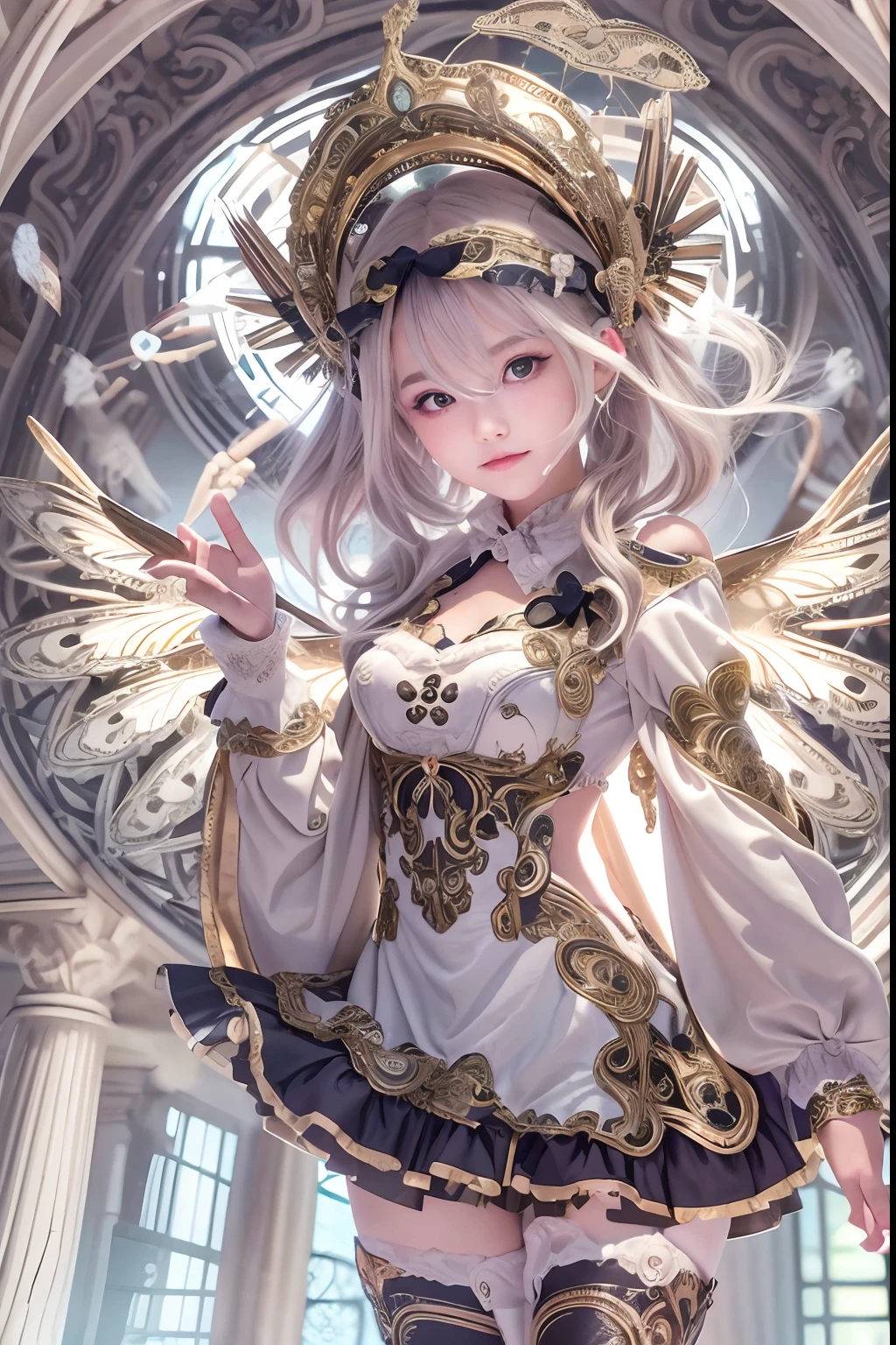 (​masterpiece、top-quality、top-quality、Official Art、Beautifully Aesthetic:1.2)、(1girl)、Extreme Details、colourfull、highestdetailed、Official Art、Unity 8k壁纸、ultra-detailliert、Beautifully Aesthetic、Beautiful fece、​masterpiece、top-quality、(Zentangle、a Mandala、Tangles、entanglement)、Holy Light、gold foil、Gold leaf art、glitter drawing、PerfectNwsjMajmagic、a pixie cut