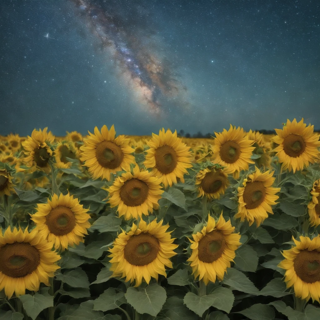 Van Gogh,starrysky,Sea of sunflowers