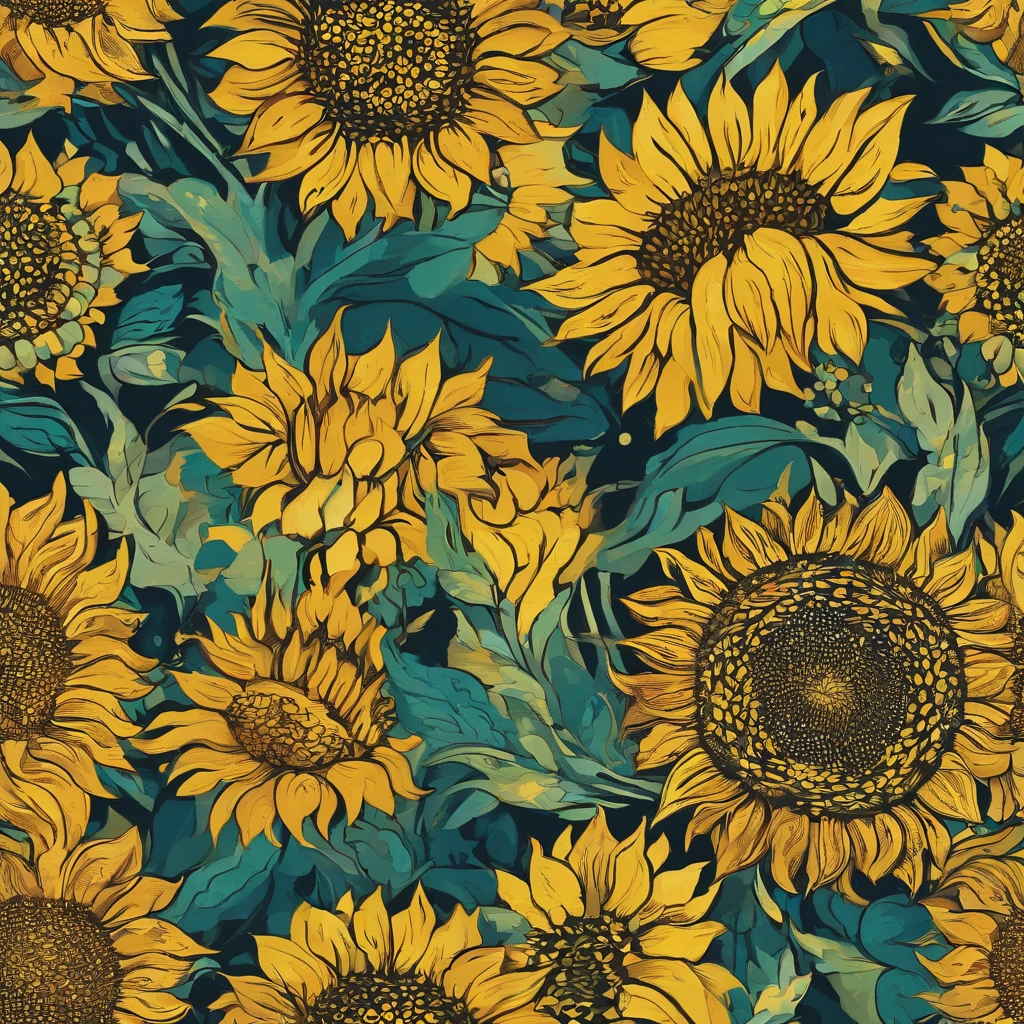 Van Gogh,starrysky,Sea of sunflowers