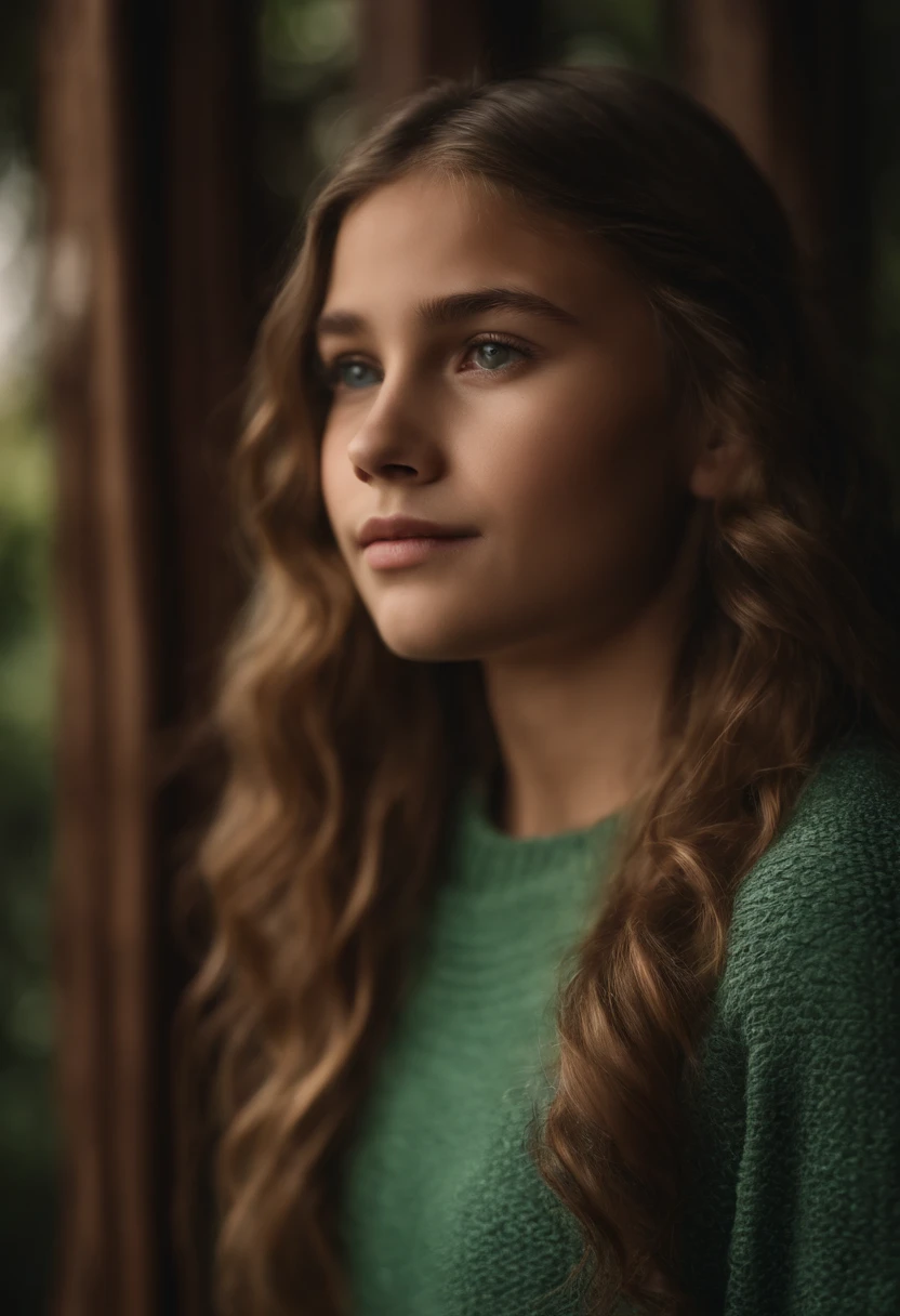 14-year-old, hermosa, Pelirroja con ojos verdes