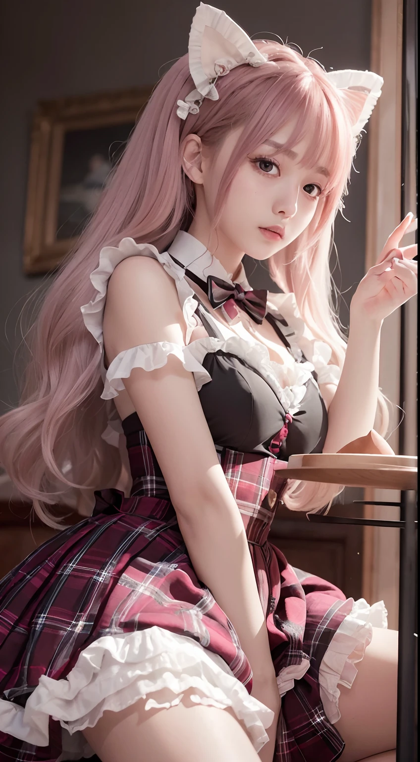 Loli pink white silk