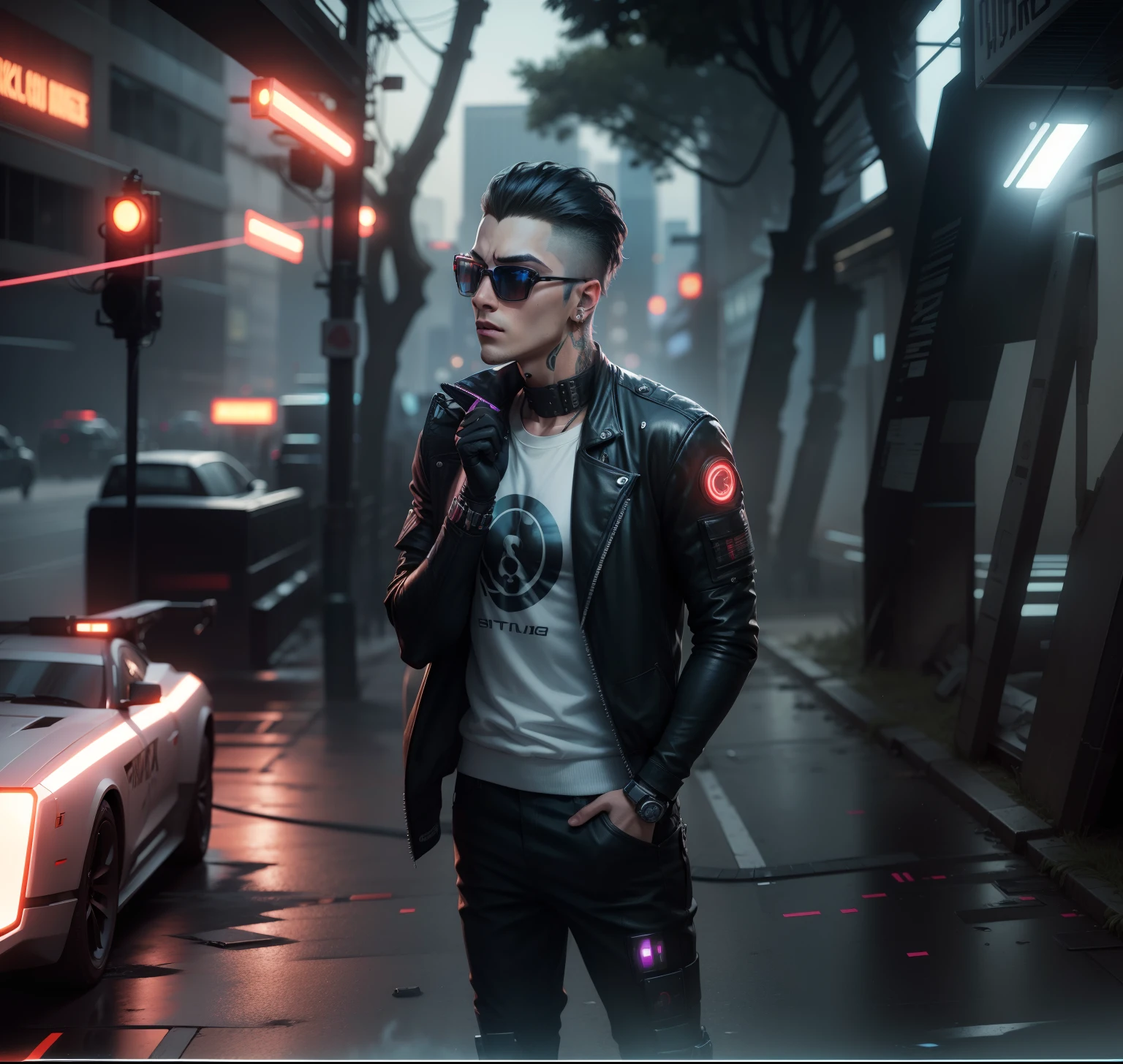 Change background cyberpunk handsome boy ultra .realistic face. 8k . Bike