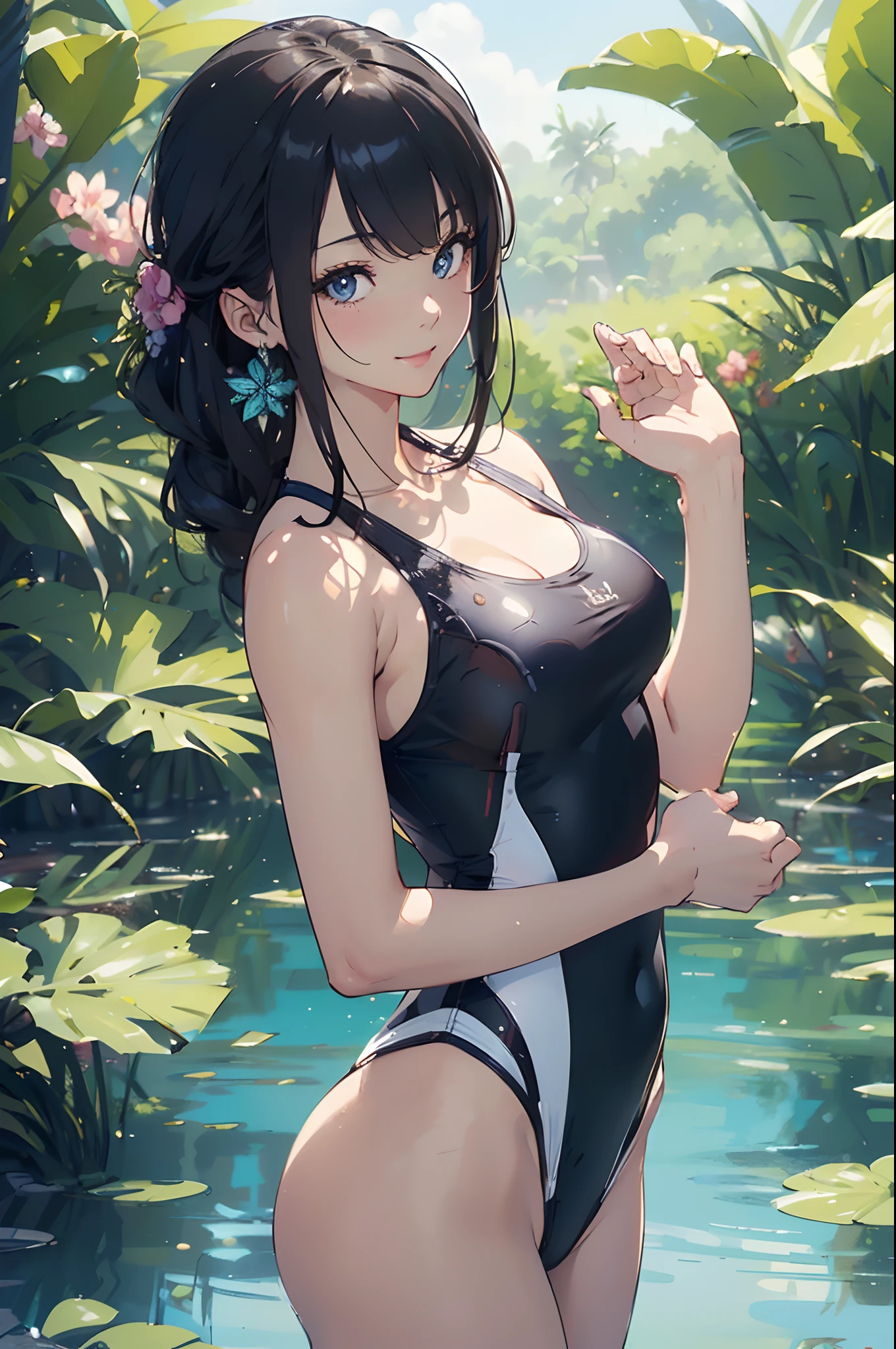 (masterpiece1.5),hyper quality, Hyper Detailed,Perfect drawing,NFSW、Beautuful Women、With smiling eyes、(((beautiful outfit)))、(((Luxury swimwear)))、3D、8K Illustration、(clearface)、Hi-Res、nice background、beatiful backgrounds、(((Detailed drawing)))、Perfect Beautiful Girl、(((Perfect Photo)))