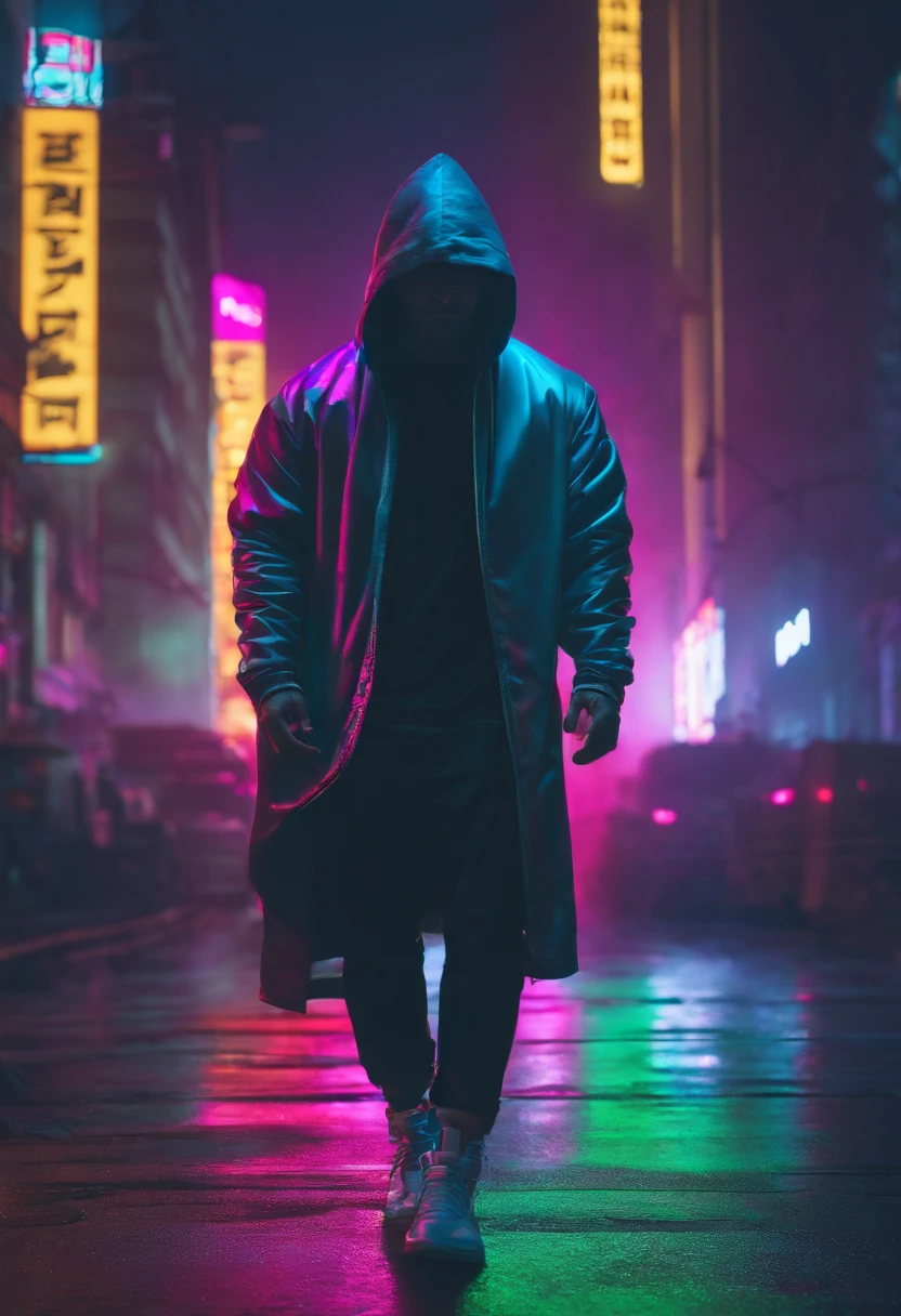 brightly lit man in hoodie with neon frame in background, cyberpunk vibes, synthwave art style, cyberpunk dude, synthwave style, synthwave inspired, synthwave art style ]!!, hero pose colorful city lighting, cyberpunk vibe, synthwave art, cyberpunk art style, cyberpunk hero, neon synth wave, style hybrid mix of beeple, neon cyberpunk