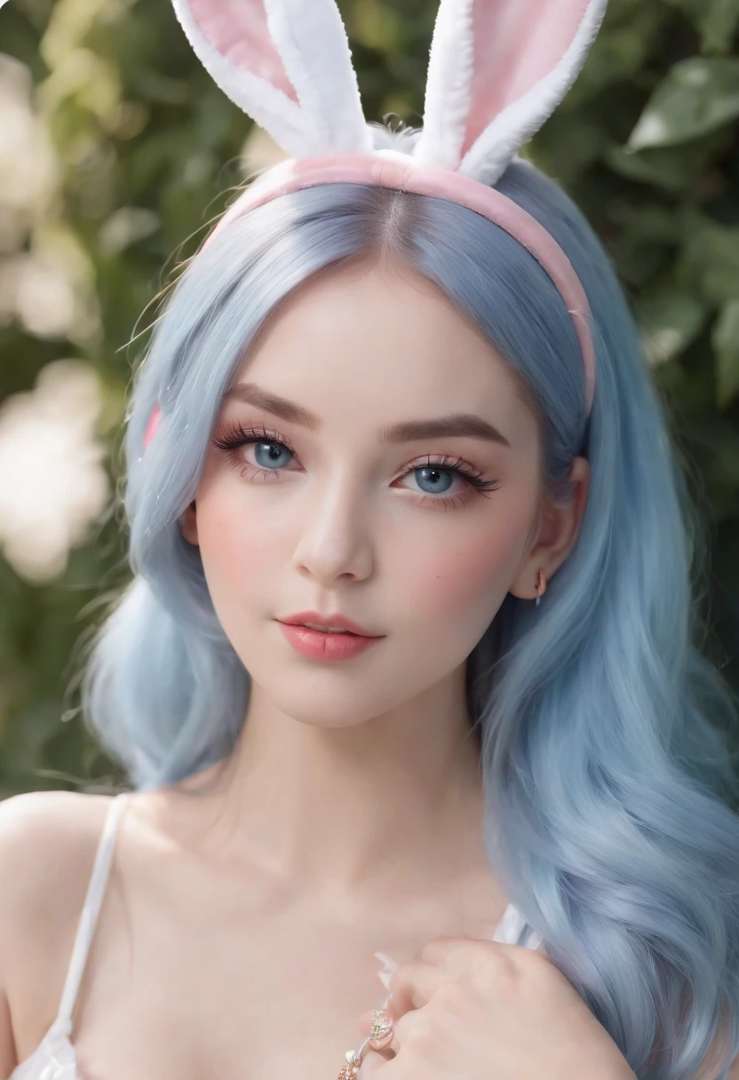 (Best Quality:1.3),4K,8K,8K Portrait,16 K,(masutepiece:1.2),1girl in,Solo,(maximalism:1.5),opal,ultra-detailliert,absurderes,(very detailed beautiful face and eyes:1.3), (Highly detailed beautiful hair:1.3),delicate composition, (Full body:1.5),(full-length figure:1.5), Super cute girl,(Medium Hair:1.4),Pink eyes,light blue eyes,(Pink hair:1.2),(Light blue hair:1.4),(Playboy Bunny:1.6),(Jewelry Hair Ornaments:1.3), (jewelry eyes:1.3),(Eyelashes:1.2),(symbol in eyes:1.3),(hight resolution, Twinkle,Glitter,Lens Flare,light Particle,Shining:1.3),(Cute:1.5)