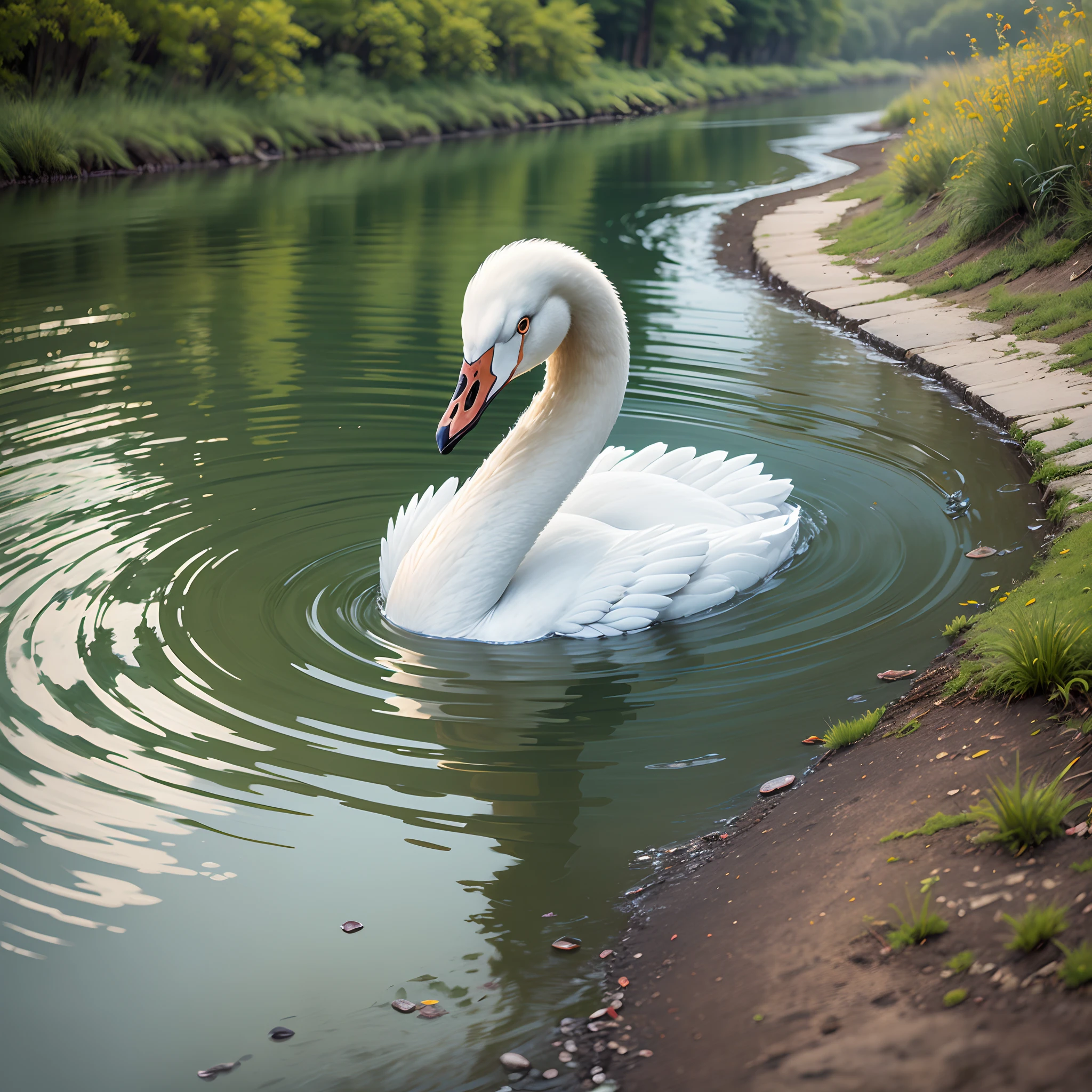 a white swan in the river  - --auto --s2