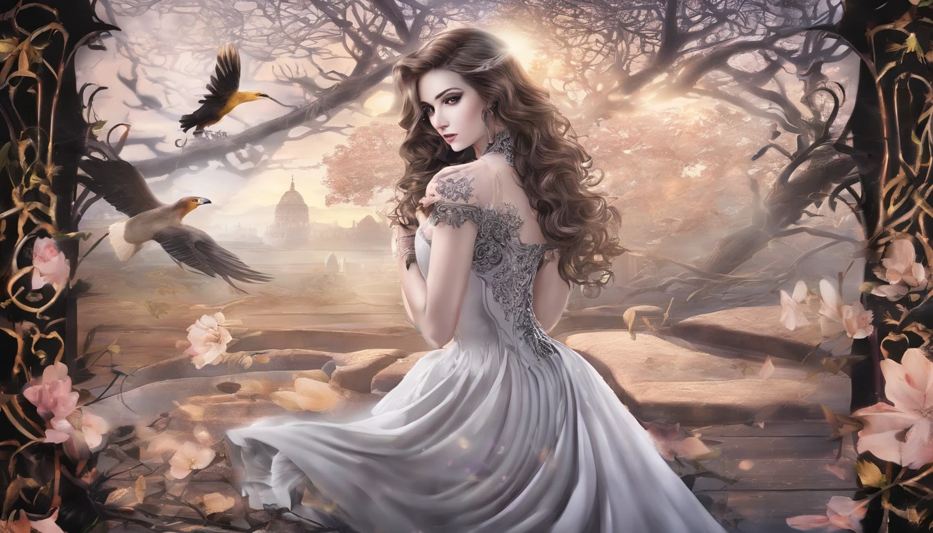 (best quality,4k,8k,highres,masterpiece:1.2),ultra-detailed,(realistic,photorealistic,photo-realistic:1.37),female,voluptuous woman,beautiful detailed eyes,beautiful detailed lips,soft natural lighting,curvaceous figure,sensual pose,barefoot,private setting,seductive expression,vivid colors,smooth skin,pinup style,erotic undertones,long flowing hair,silhouette,subtle shadows,feminine curves,classic beauty,natural beauty,lush environment,colorful flowers,warm atmosphere