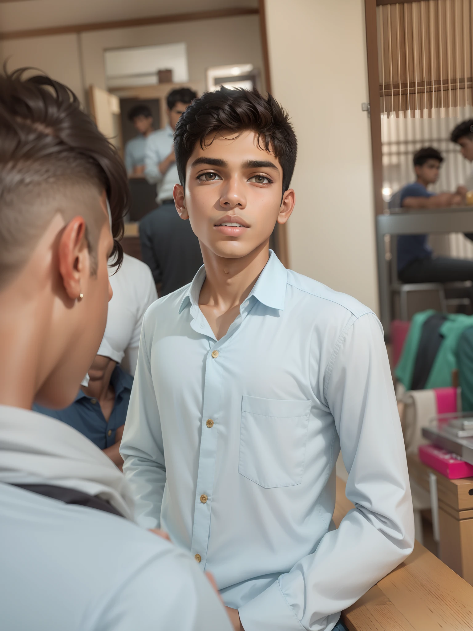 Change background potrait handsome teenager Indian boy realistic original