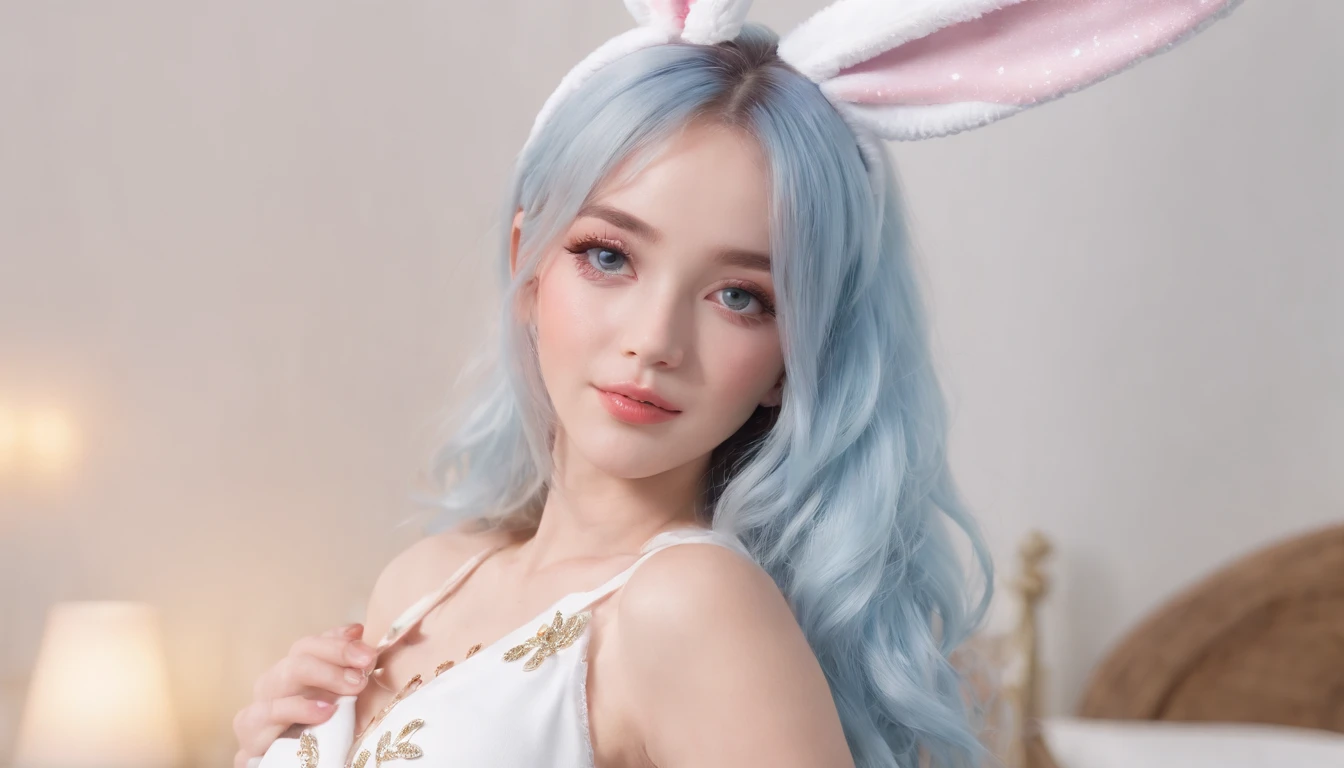 (Best Quality:1.3),4K,8K,8K Portrait,16 K,(masutepiece:1.2),1girl in,Solo,(maximalism:1.5),opal,ultra-detailliert,absurderes,(very detailed beautiful face and eyes:1.3), (Highly detailed beautiful hair:1.3),delicate composition, (Full body:1.5),(full-length figure:1.5), Super cute girl,(Medium Hair:1.4),Pink eyes,light blue eyes,(Pink hair:1.2),(Light blue hair:1.4),(Playboy Bunny:1.6),(Jewelry Hair Ornaments:1.3), (jewelry eyes:1.3),(Eyelashes:1.2),(symbol in eyes:1.3),(hight resolution, Twinkle,Glitter,Lens Flare,light Particle,Shining:1.3),(Cute:1.5)