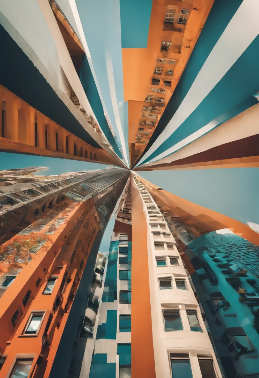 Create a collage of cities around the world with photos divided by crisscrossing diagonal lines, creating a unique and attractive visual pattern