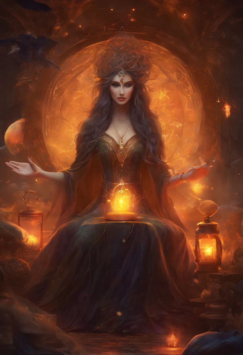 @(prompt) highres,Sorceress conjuring dark spells at a bubbling mist cauldron,ethereal mist,shadowy ambiance,detailed cauldron,witch adorned in intricate garments,dark magic,spellbinding atmosphere,mysterious enchantments,hauntingly beautiful witch,mesmerizing DJ set,eerie glow,ancient runes,ominous incantations,spellcasting witch,electrifying music,spells dancing in the air,vibrant energy,entrancing rhythms,otherworldly experience,magic-infused party,mystical vibes,throbbing beats,dimly lit surrounding,nightmarish wonders,spellbound audience,dark fantasy ambiance,mysterious and alluring,witchcraft and music fusion,darkly captivating visuals,enigmatic aura,enchanted gathering,dance floor full of mystery,unleashing her mystical powers against the backdrop of bubbling mist,electronic music with a touch of sorcery,transcendent experience,moonlit dance floor,dark fantasy realm,ethereal visuals,hypnotic beats,dark enchantments mesmerizing the crowd,spellbound fans,darkly glamorous witch,transforming the space into a realm of mystery and magic
