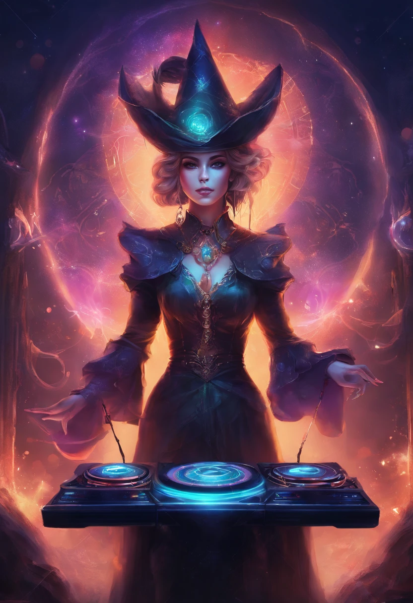 a dark fanstasy witch female dj djing