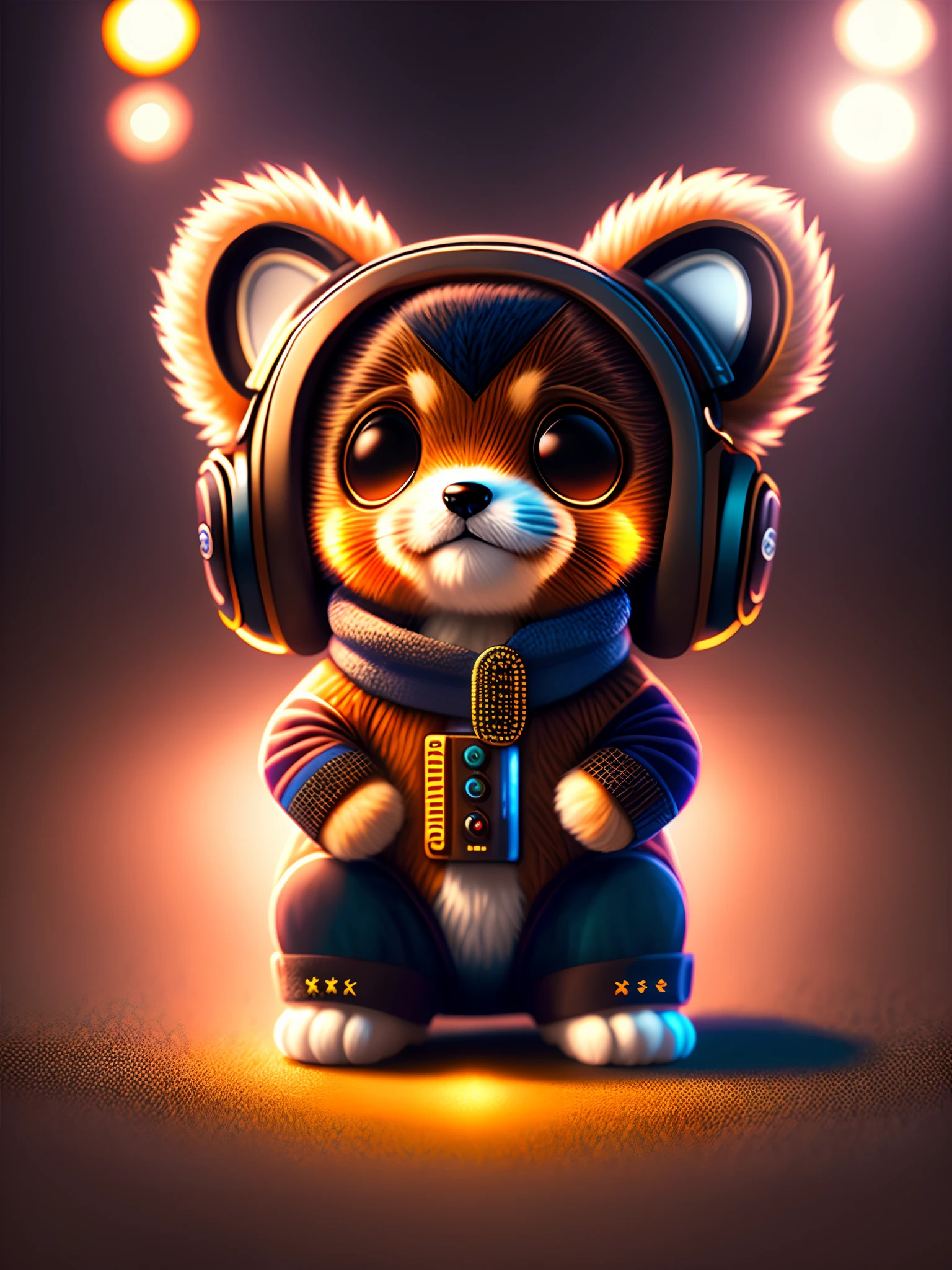 Little cute,Furry cute puppy character, rock music,DJ,Earphone,DJing,dance, Magical background with sunny sunshine, Ultra-precious details, Intricate details, voluminetric lighting, photograph realistic, Lifelike, Photography, Digital art, 8K, trending on artstationh, Sharp focus, studio photo, Intricate details, Highly detailed, by Greg Rutkowski, Centered, symetry, picure, Intricate, voluminetric lighting, Beautiful, rich deep colors masterpiece, Sharp focus, Ultra detailed, in the style of dan mumford and marc simonetti, astrophotography, , trending on artstationh, Sharp focus, studio photo, Intricate details, Highly detailed, by Greg Rutkowski