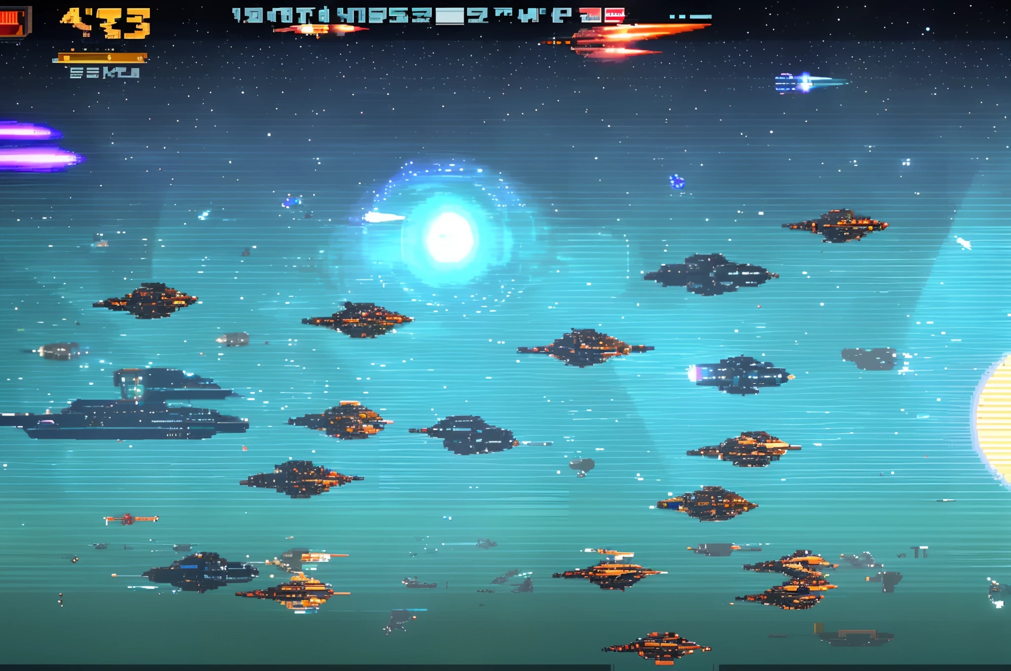 a screenshot of a space shooter game with a space shooter, gradius, shmup, space insect android, galaxy space hunter, retro game 1 9 8 0 style, the contra space war, 1990 video game screenshot, an alien battle in space, space war, space battles, asteroids, 1988 video game screenshot, space jammers