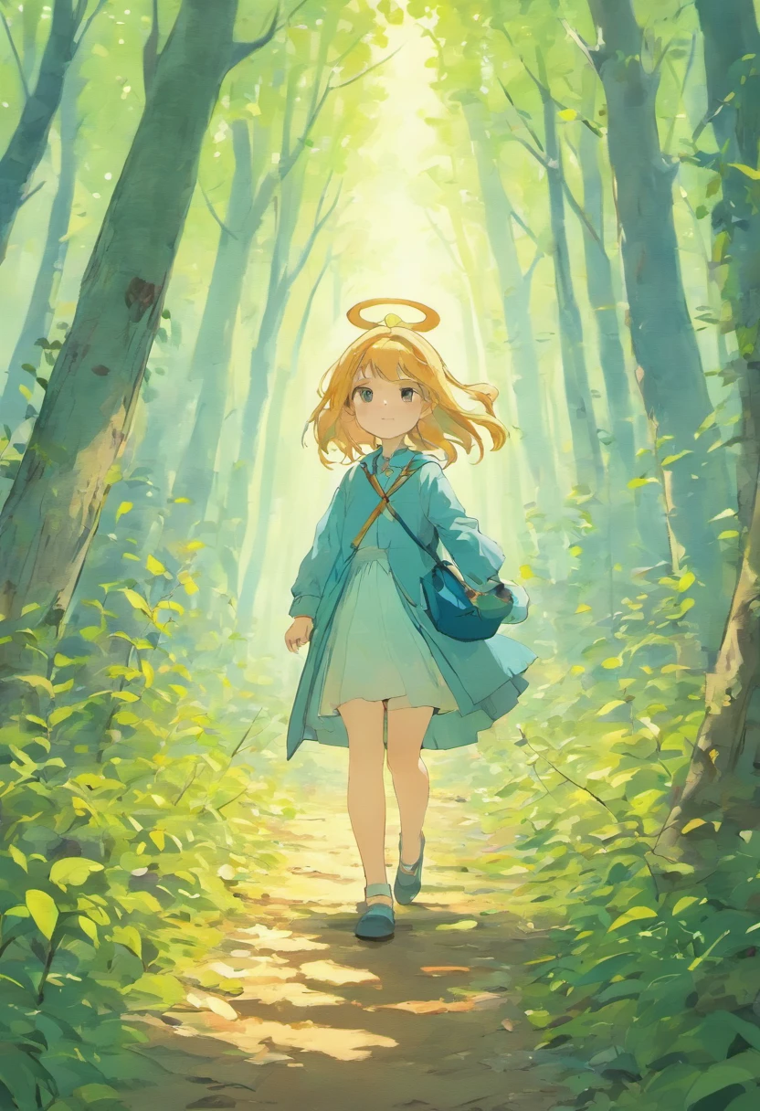 Illustration of a picture book in the style of Beatrix Potter,Birch forest with no one. The illustrations are attractive and exquisite, Soft colors and details.