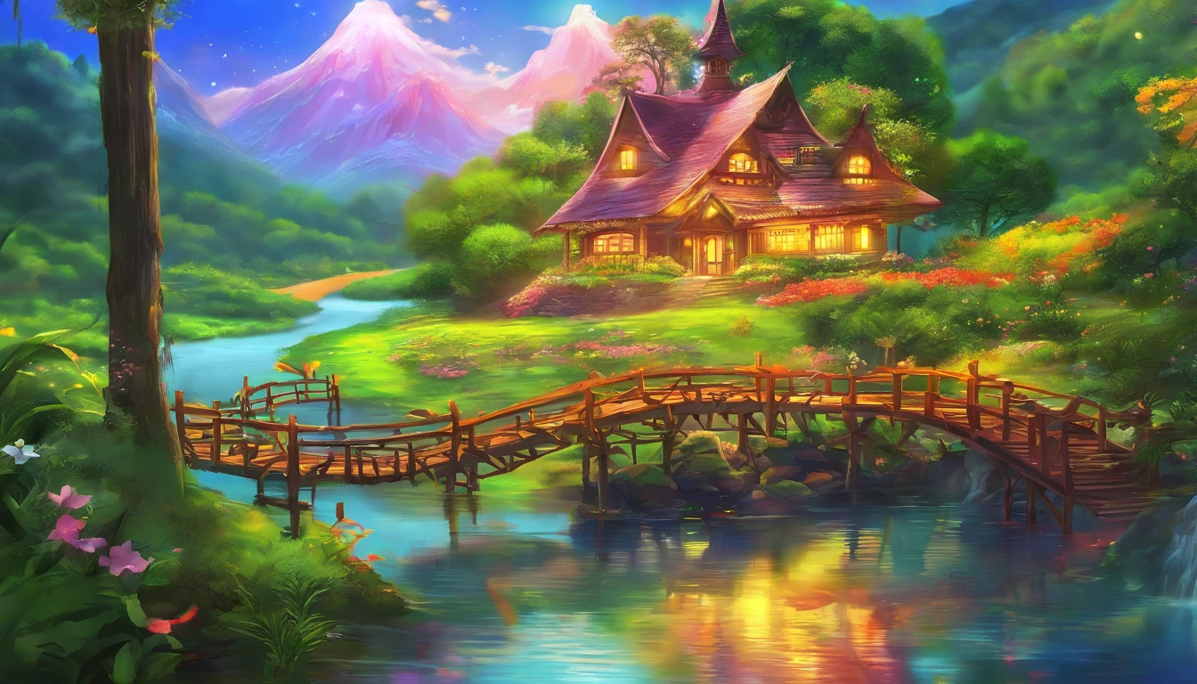 anime scenery of a small house with a bridge over a stream, anime background art, anime countryside landscape, beautiful anime scenery, anime background, anime landscape wallpaper, anime scenery concept art, anime landscape, anime scenery, anime beautiful peace scene, background artwork, beautiful anime scene, scenery artwork, anime nature wallpap, anime art wallpaper 8 k, anime art wallpaper 4 k