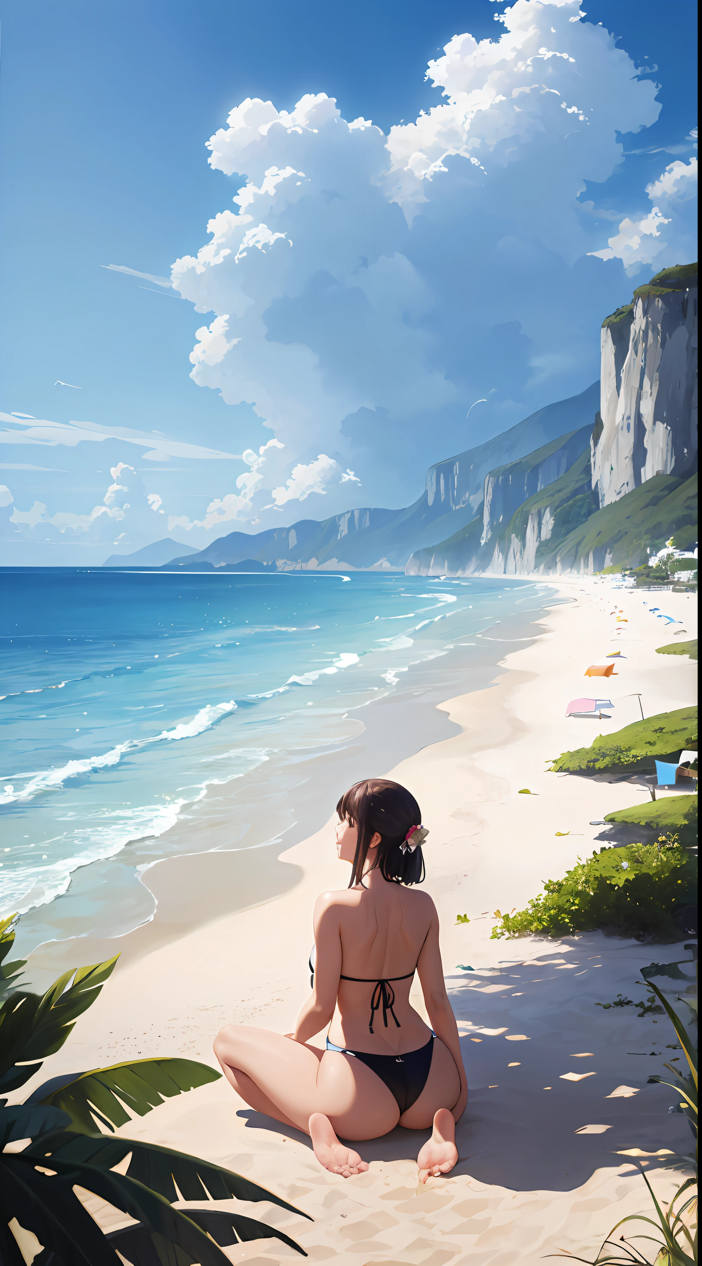 (masterpiece), (best quality), ((high resolution)), ((beach)), panorama