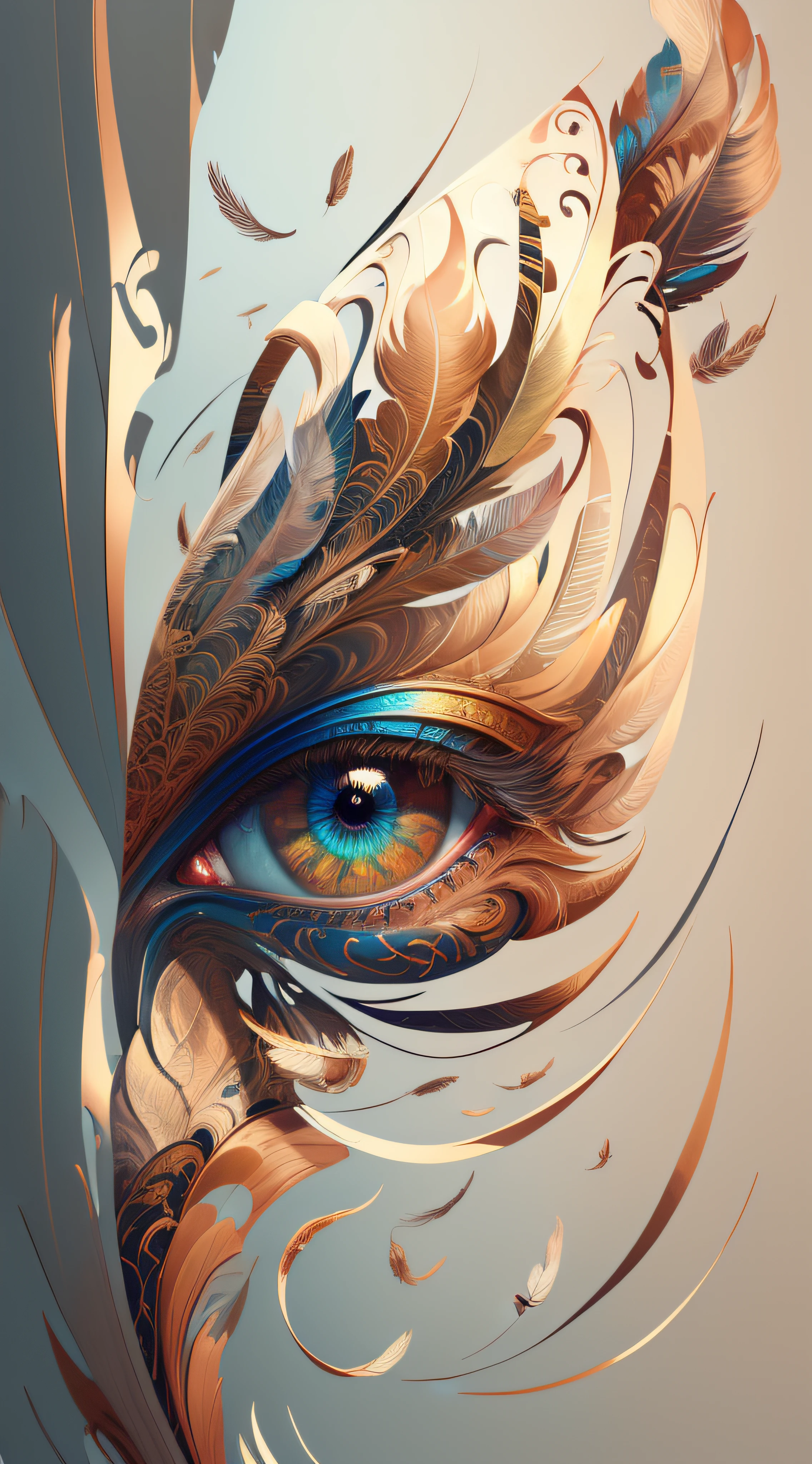There is a digital painting of a woman's eyes and feathers, 4k highly detailed digital art, stunning digital illustration, 4K detailed digital art, Beautiful digital artwork, A beautiful artwork illustration, gorgeous digital art, Highly detailed digital art, high detailed digital art, Very Beautiful Digital Art, stunning digital art, beautiful digital art, Beautiful art UHD 4 K