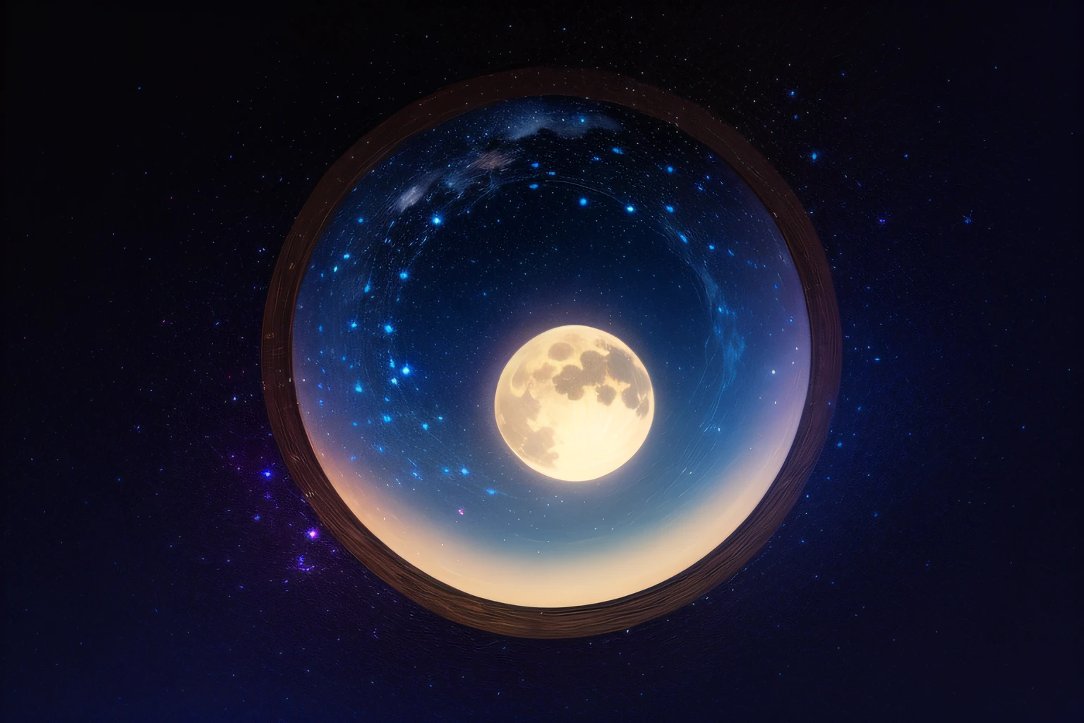 big bright full moon, starry sky