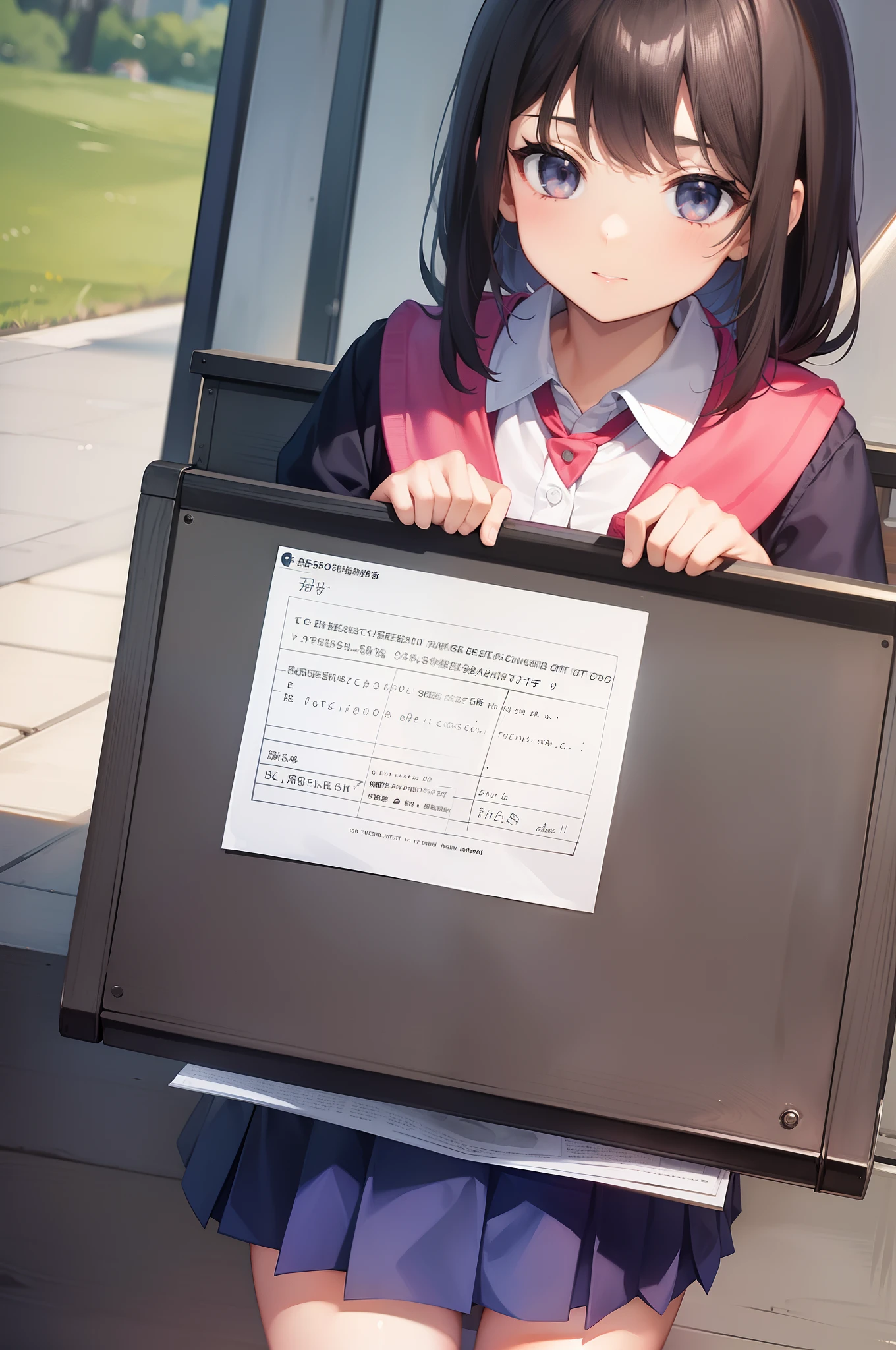 Female elementary school student writing a withdrawal notice