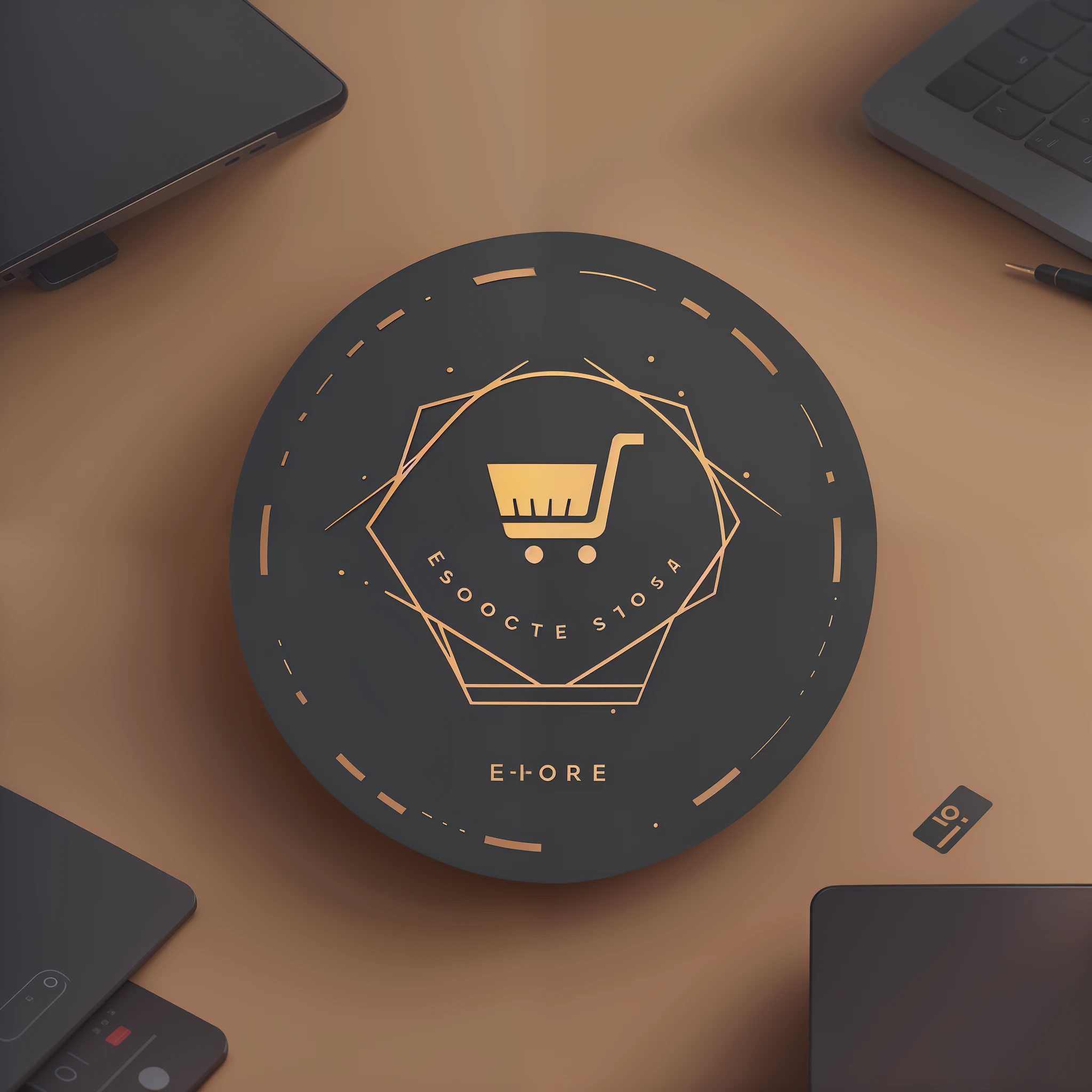 Design a simple and modern logo for a digital e-commerce store. The logo should reflect the essence of online shopping and be suitable for use on a website, social media profiles, and marketing materials. Please provide a creative and unique logo design that conveys the idea of a digital marketplace.