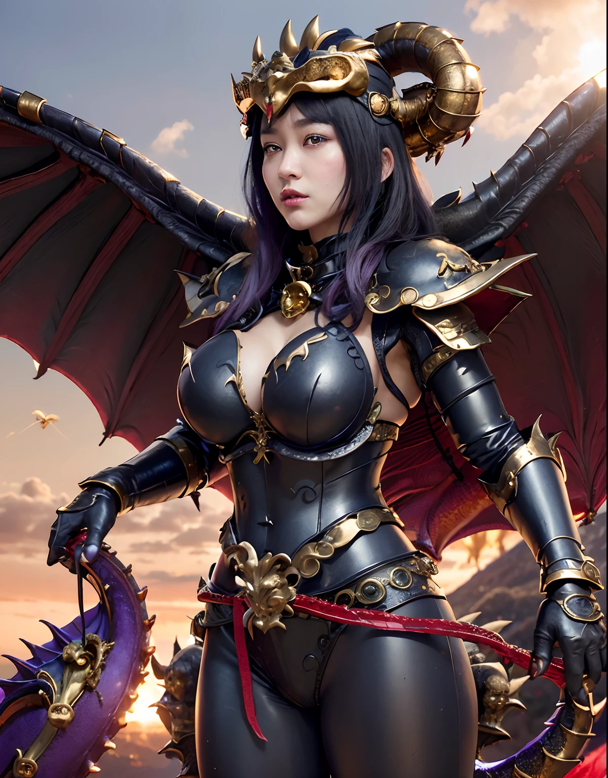 9 Pro Specifications , masterpiece、top-quality、photos realistic , depth of fields 、(Dragon Blue Metal Body:1.3),(Enamel purple、Black world、Night World、Fierce battles with dragons、(cleavage of the breast)、Mystical expression、Dragon Gold Weapon、(Red Micro Bikini Armor:1.9),Gorgeous gold weapons ,Particles of light、(( Dragon's dense and gorgeous sword)) , (demonic wings)、((a blond))、(Castle background)、((Gangle's forest background))、((Fight dragons))、Beautiful Caucasian beauty、1a person、dynamic ungle,(((Detailed and ornate dragon helmet)))、Smaller head、A smile、Castle background、Thin and beautiful female hands、cleavage of the breast、Soldier in iron armor on background、Mystical expression、Light Effects、intense fighting、Wind-effect、magic circles、With the legendary magic wand、Dragon's tail、explosions、Anatomically correct body、