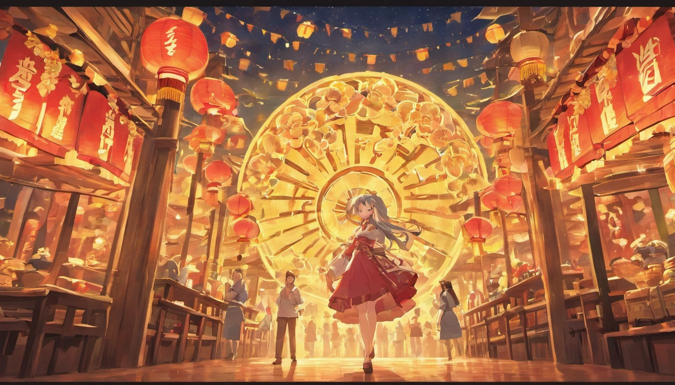 Mid-Autumn Festival、Moon、themoon、Star of the Sun、Mooncake stalls、Concert、band、fire works、UAVs、environment friendly、tradit、celebrating、enviroment、The villagers、Plaza、Bamboo lanterns、the night、celebrating、Artistically、device、decor、castoff、save、resource,high definition resolution