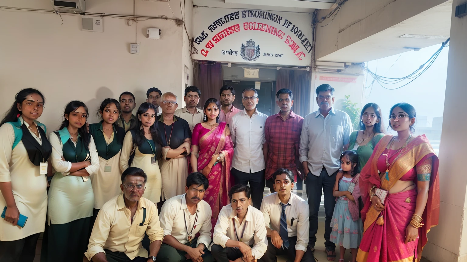 Indian college,, teachers and students group