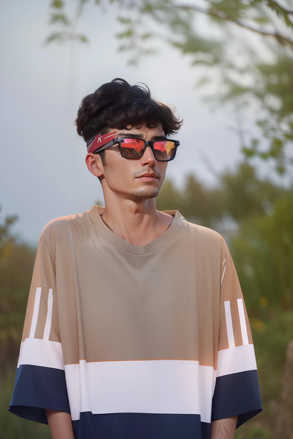 Realistic face, technology beground