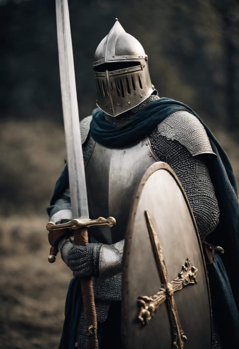 Crusader knight with sword and shield