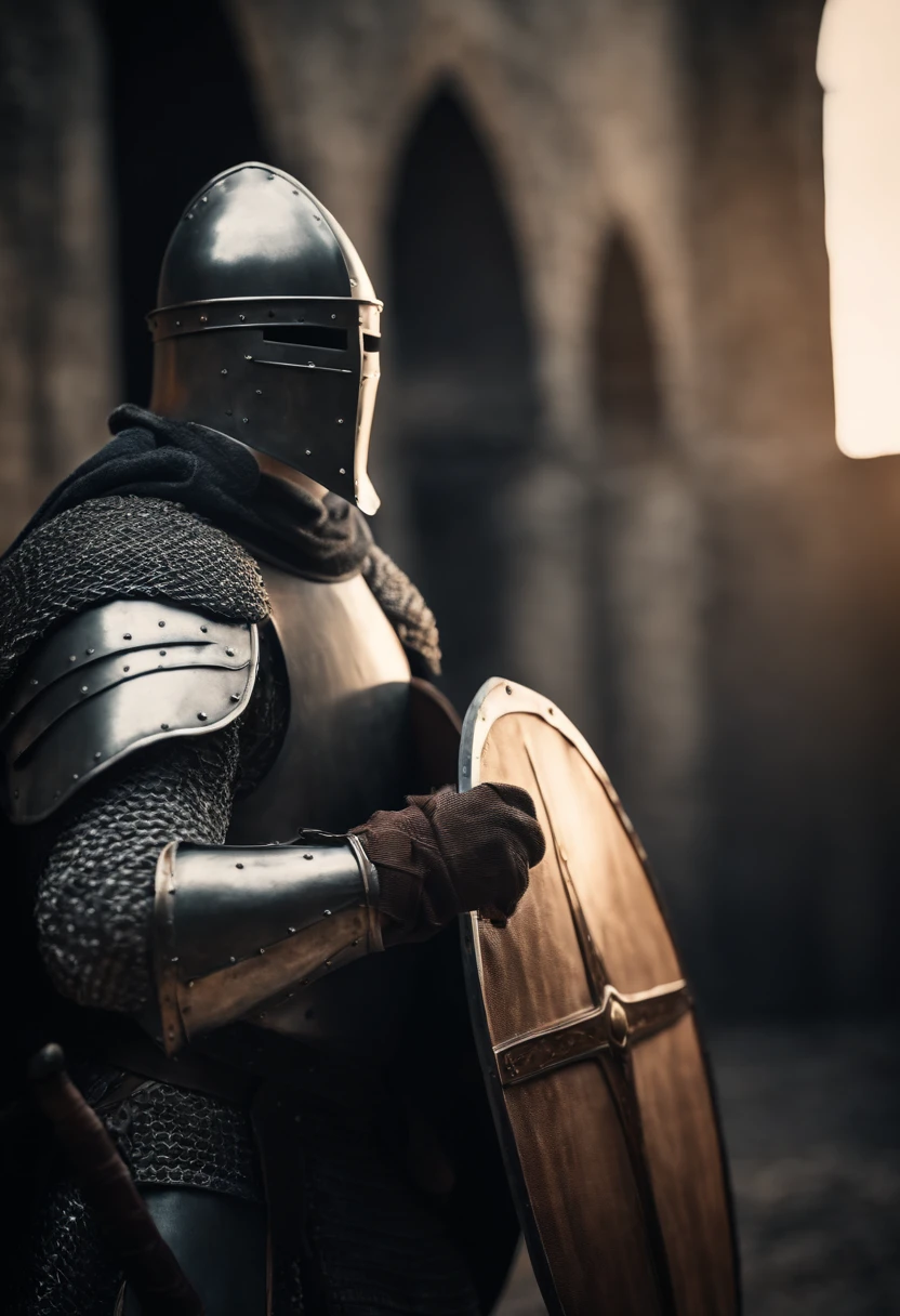 Crusader knight with sword and shield