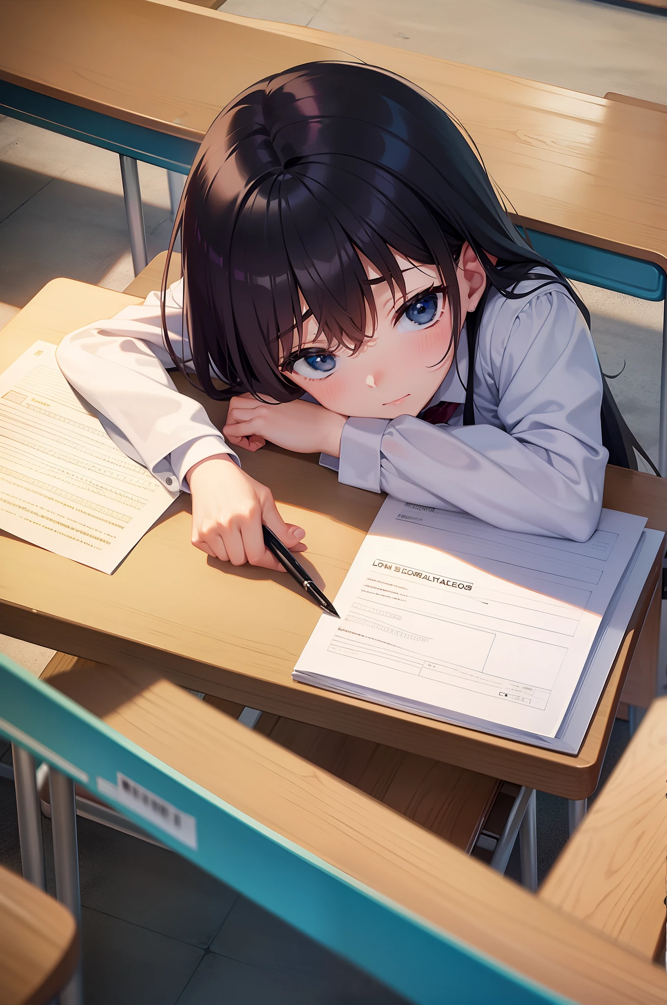 Lori female elementary school student writing withdrawal documents