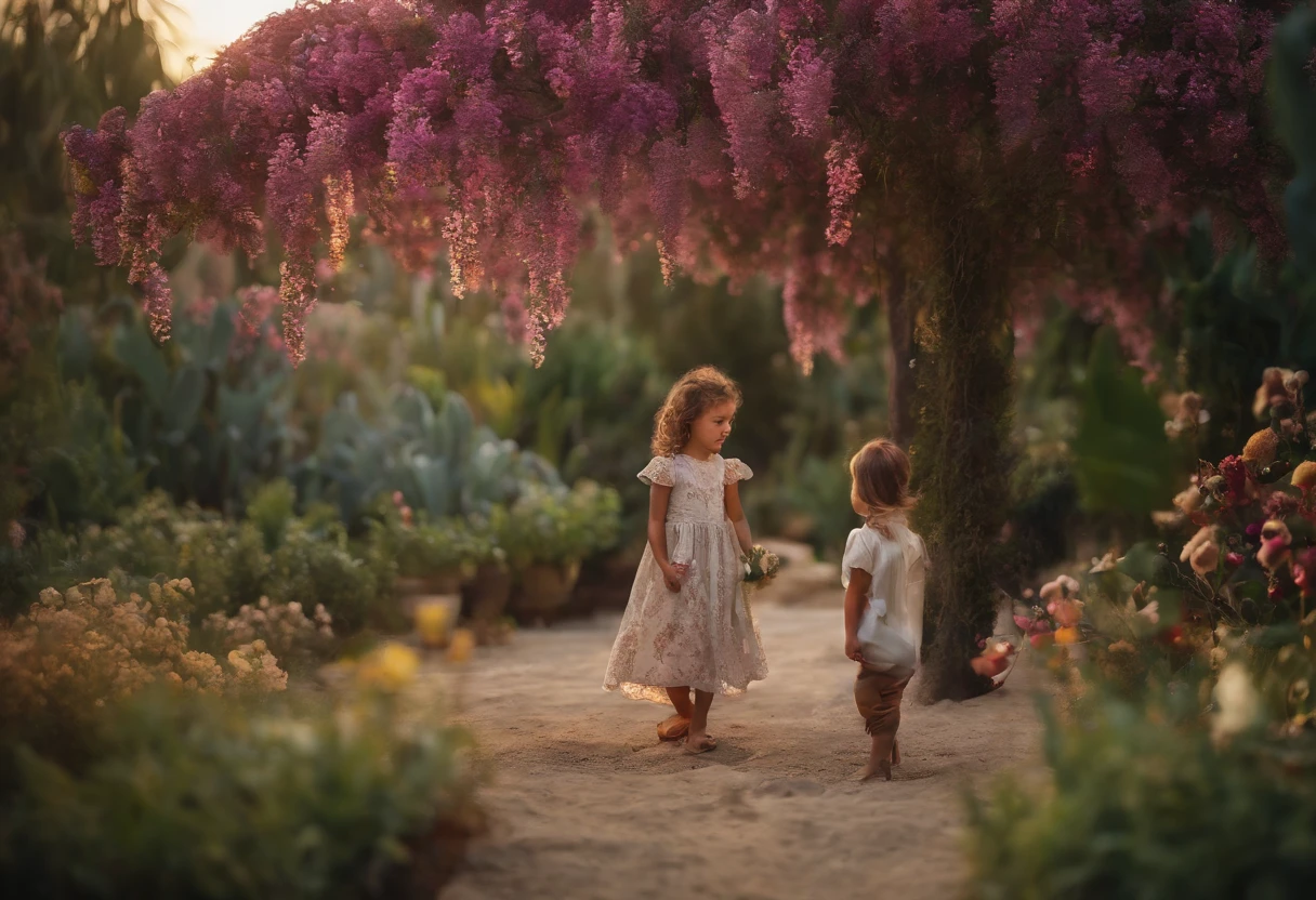 FAMILY ON VACATION, CHILDREN PLAYING AROUND, FAMILY, LOVE, FLOWERS, NATURE, TREES, 8K, detailed matte painting, deep color, fantastical, intricate detail, splash screen, complementary colors, fantasy concept art, 8k resolution trending on Artstation Unreal Engine 5", 8K, CAUCASIAN, BLUE EYES, Italy