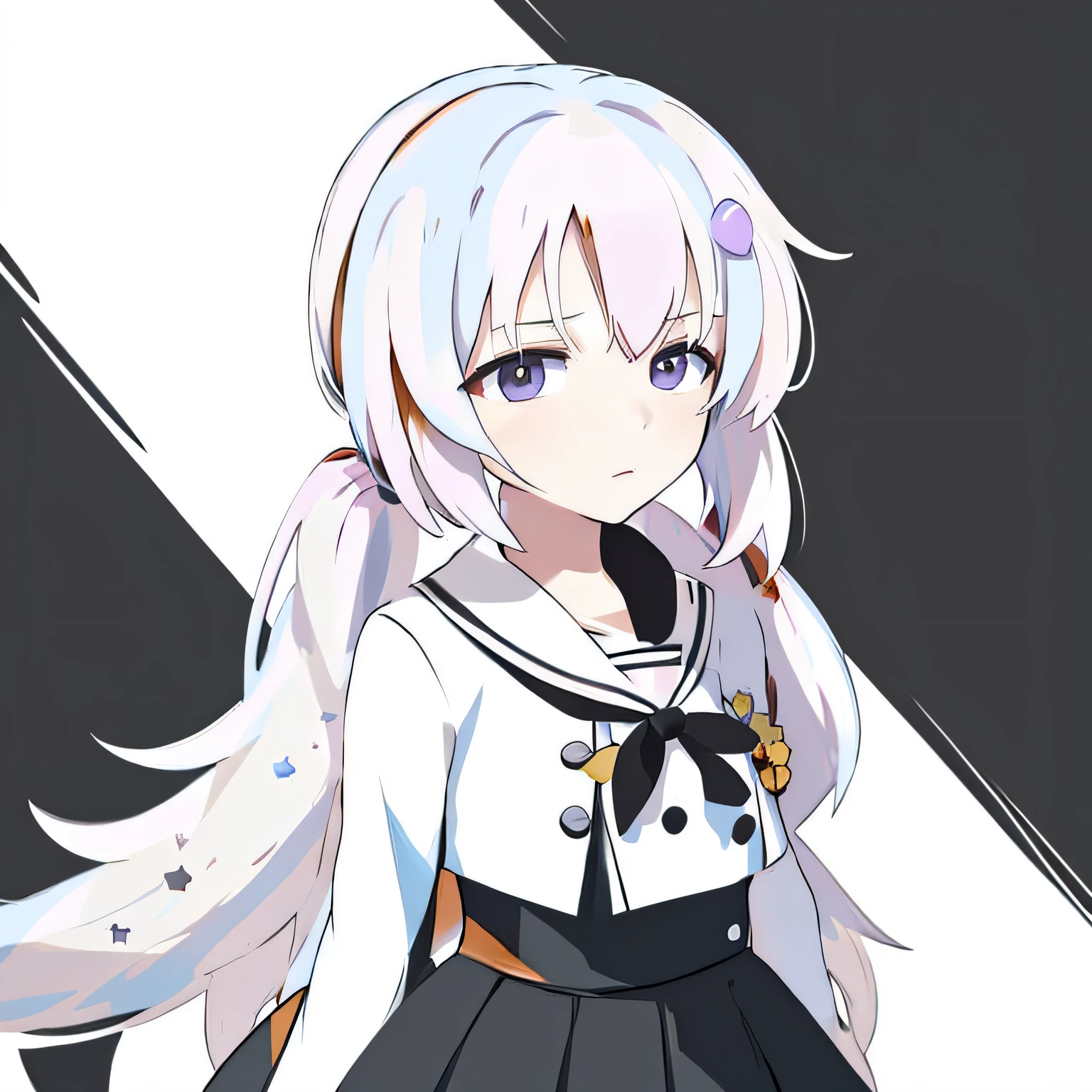 Anime girl with long hair, white shirt and black skirt, Blonde anime girl with long hair, portrait of cute anime girl, vector shaded anime, Anime girl with long hair, up of young anime girl, in an anime style, cute anime waifu in a nice dress, anime style character, Girl with white hair, cel - shaded art style, Portrait of an anime girl