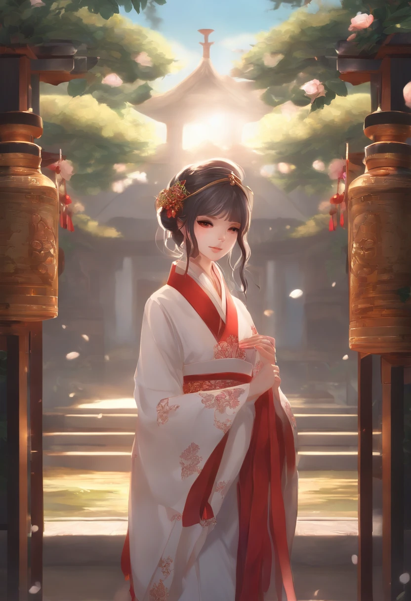 (1girl in:1.3),Solo,__body-parts__,, Official art, Unity 8k壁纸, ultra-detailliert, Beautiful and aesthetic, Beautiful, masutepiece, Best Quality,Fantastic atmosphere, Calming Palette, tranquil mood, Soft shading,, shrine maiden, Charmspell, Amulet familiar, shrine maiden duties,