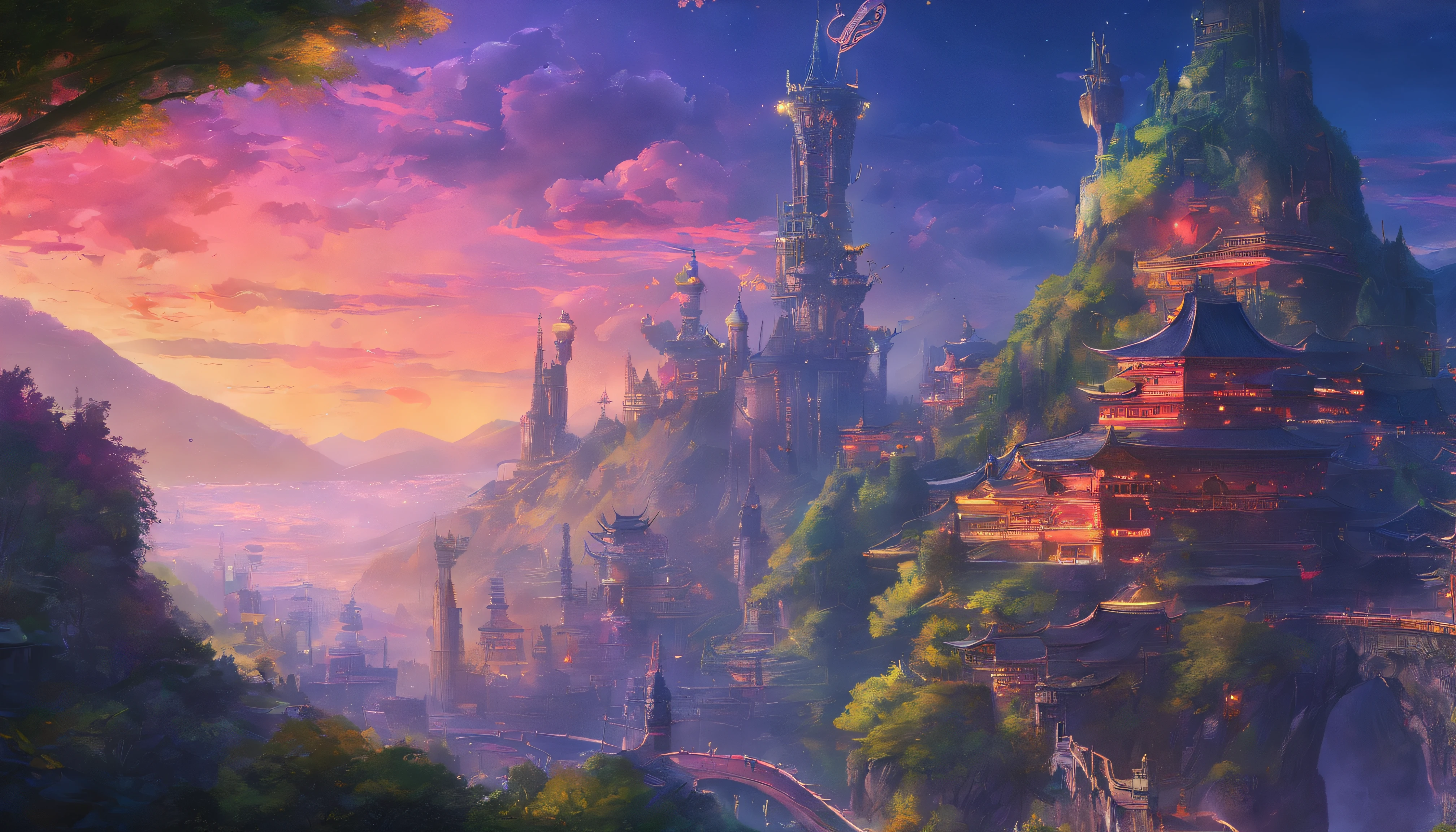 anime style cyberpunk city, vivid colours, anime background art, anime countryside landscape, beautiful anime scenery, anime background, anime landscape wallpaper, anime scenery concept art, anime landscape, anime scenery, anime beautiful peace scene, background artwork, beautiful anime scene, scenery artwork, anime nature wallpap, anime art wallpaper 8 k, anime art wallpaper 4 k