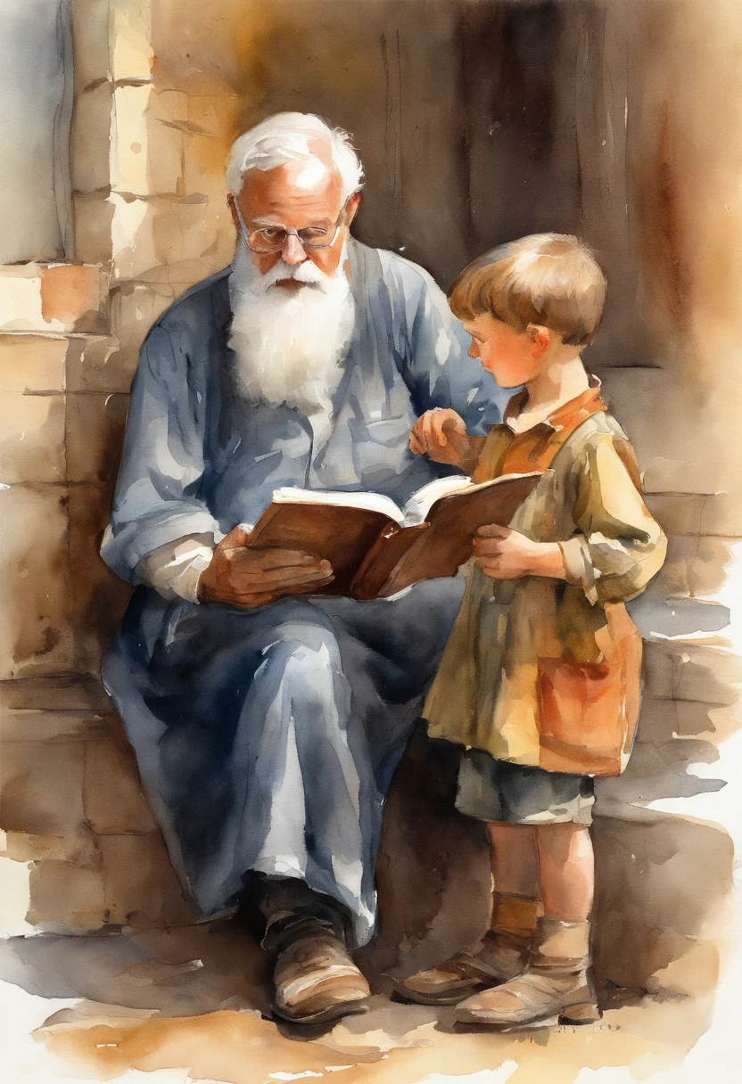 Grandpa talks to his nephew who has a Bible in his hand., how to develop ideas It's better than reading Boy Best's book.