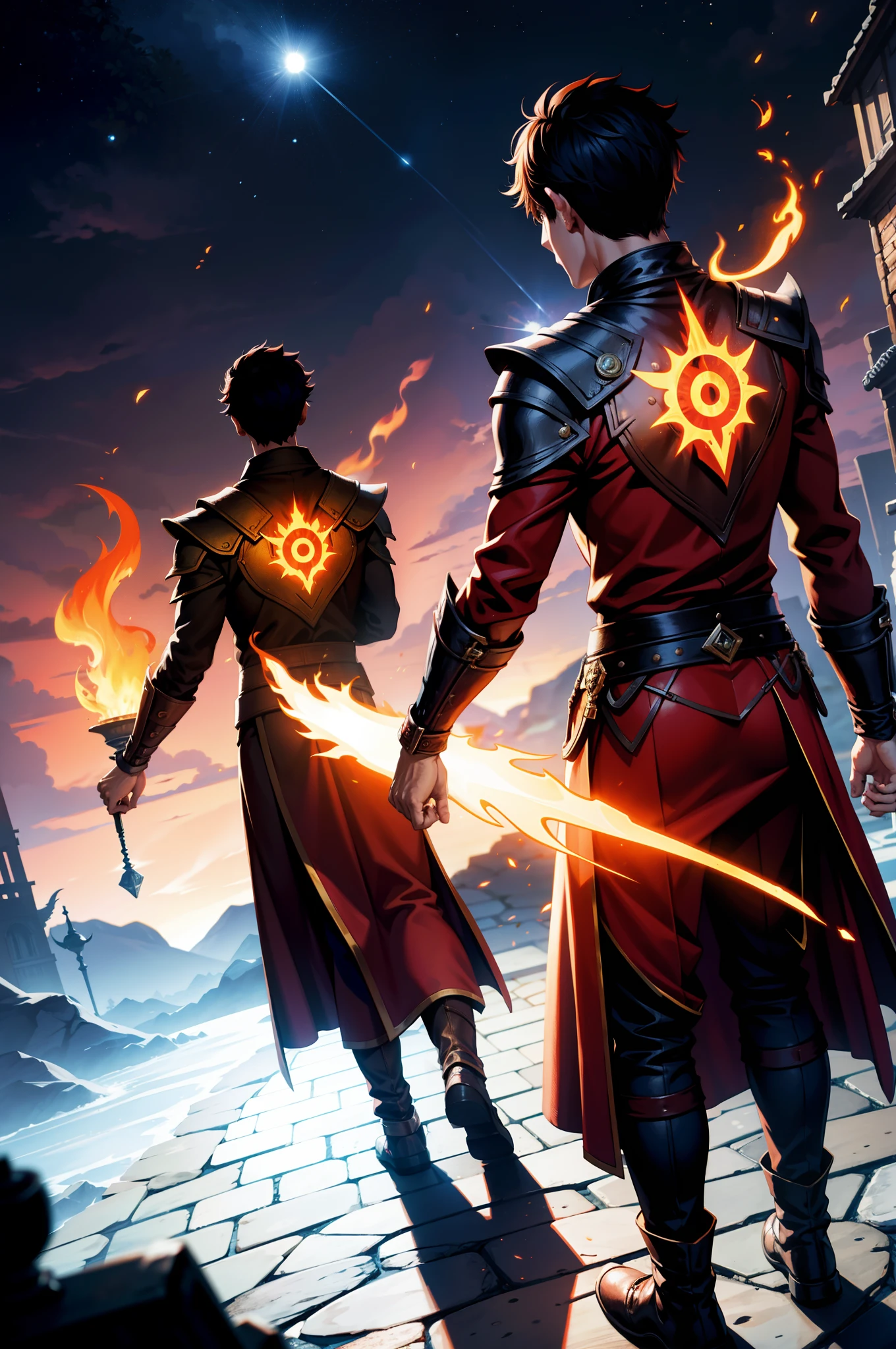 male people,Flame Mage,Back Shadow,nigth