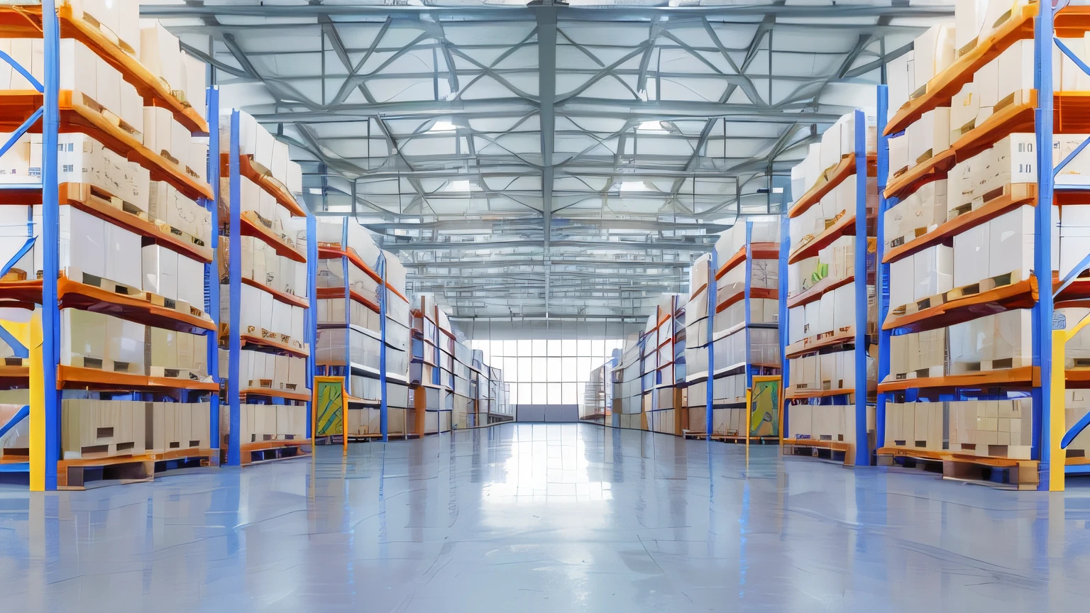 A large warehouse,Shelves and pallets are filled with boxes, inside a warehouse, gray warehouse background, where a large, industrial space,