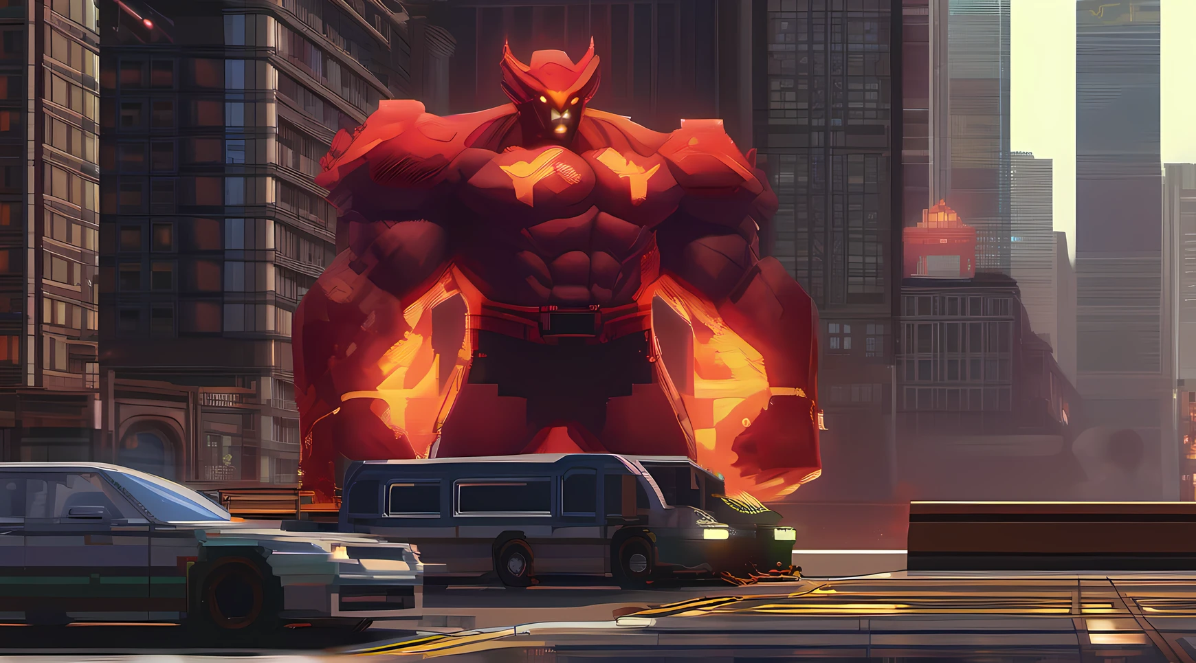 BOSS FIGHT,pixal style,RPG style,Marvel heroes against the Great Devil,Masterpiece, ultraclear, extreme hight detail