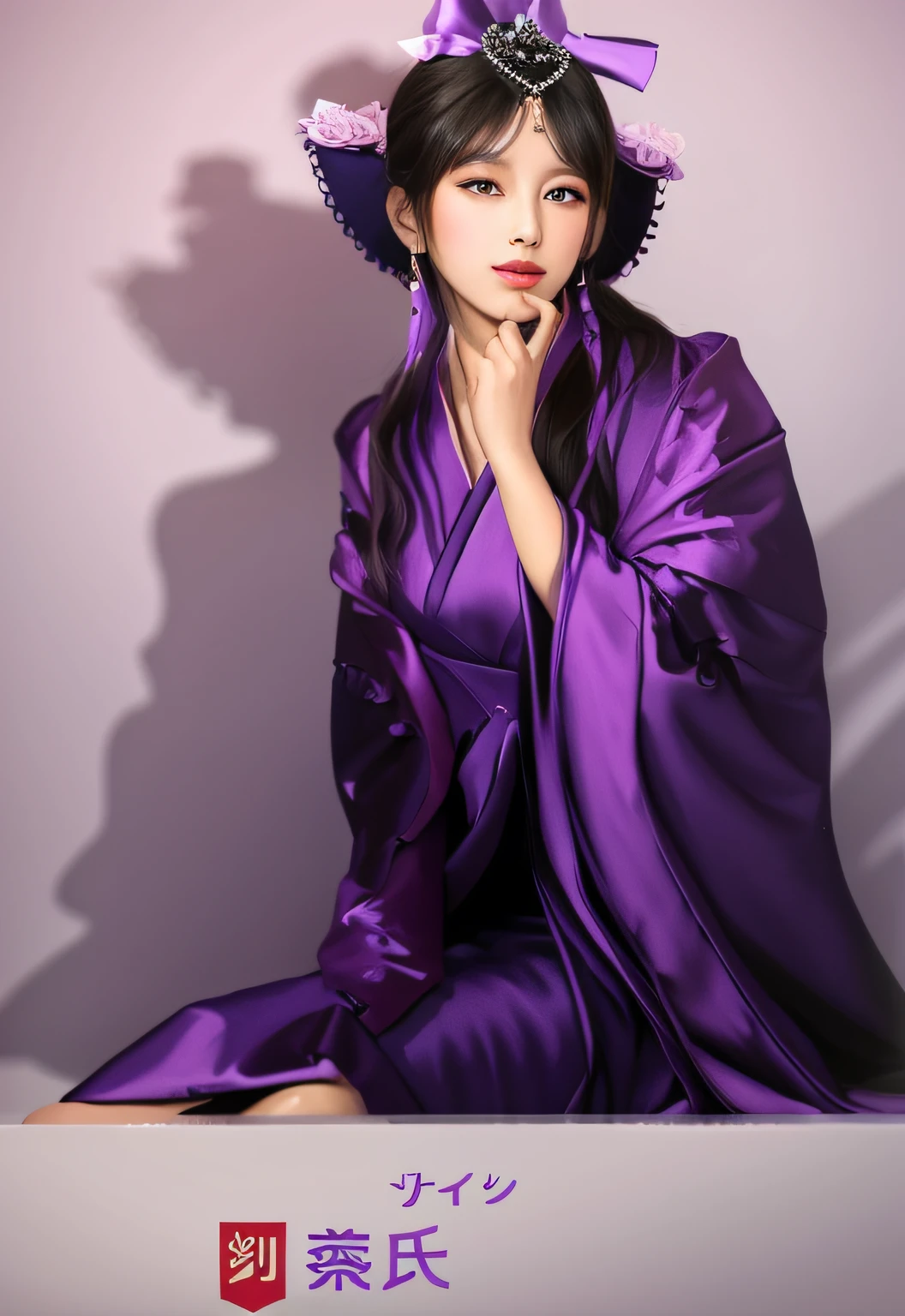 Woman in purple dress sitting