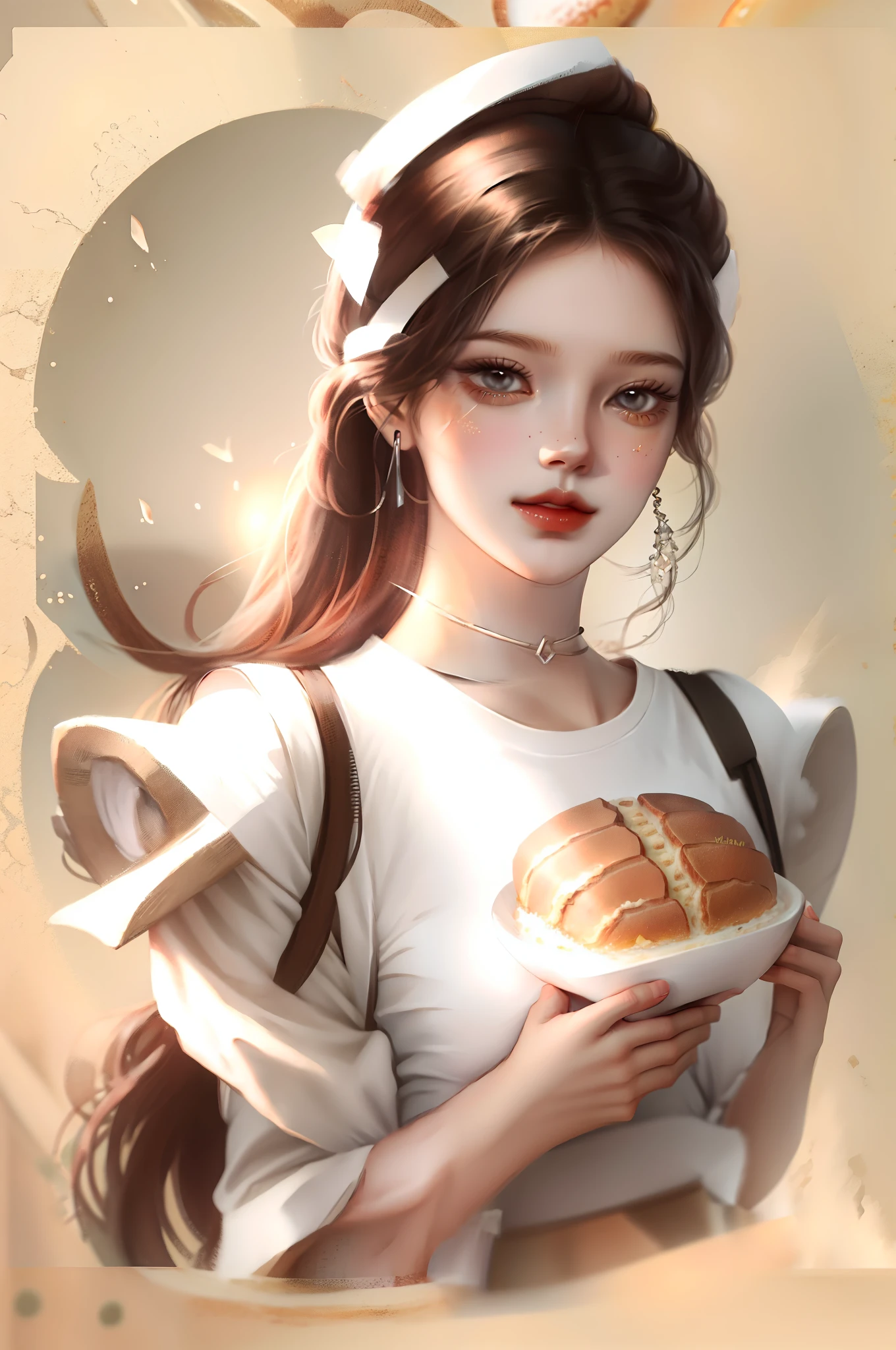 Bread 3D,cute-style,white backgrounid
