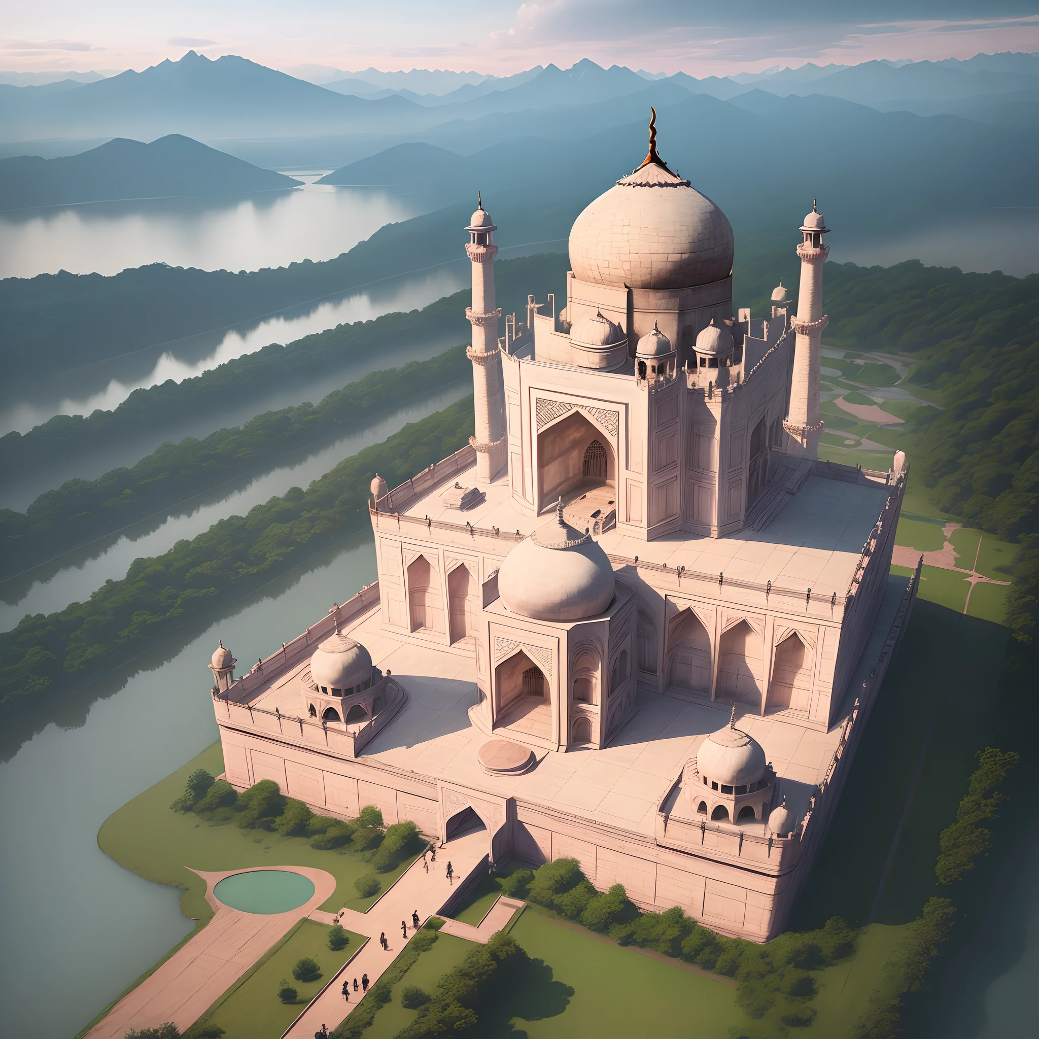 <lora:n3rct_v1:1.0>, (n3rct isometric image), realistic, (high quality), (high resolution), taj mahal